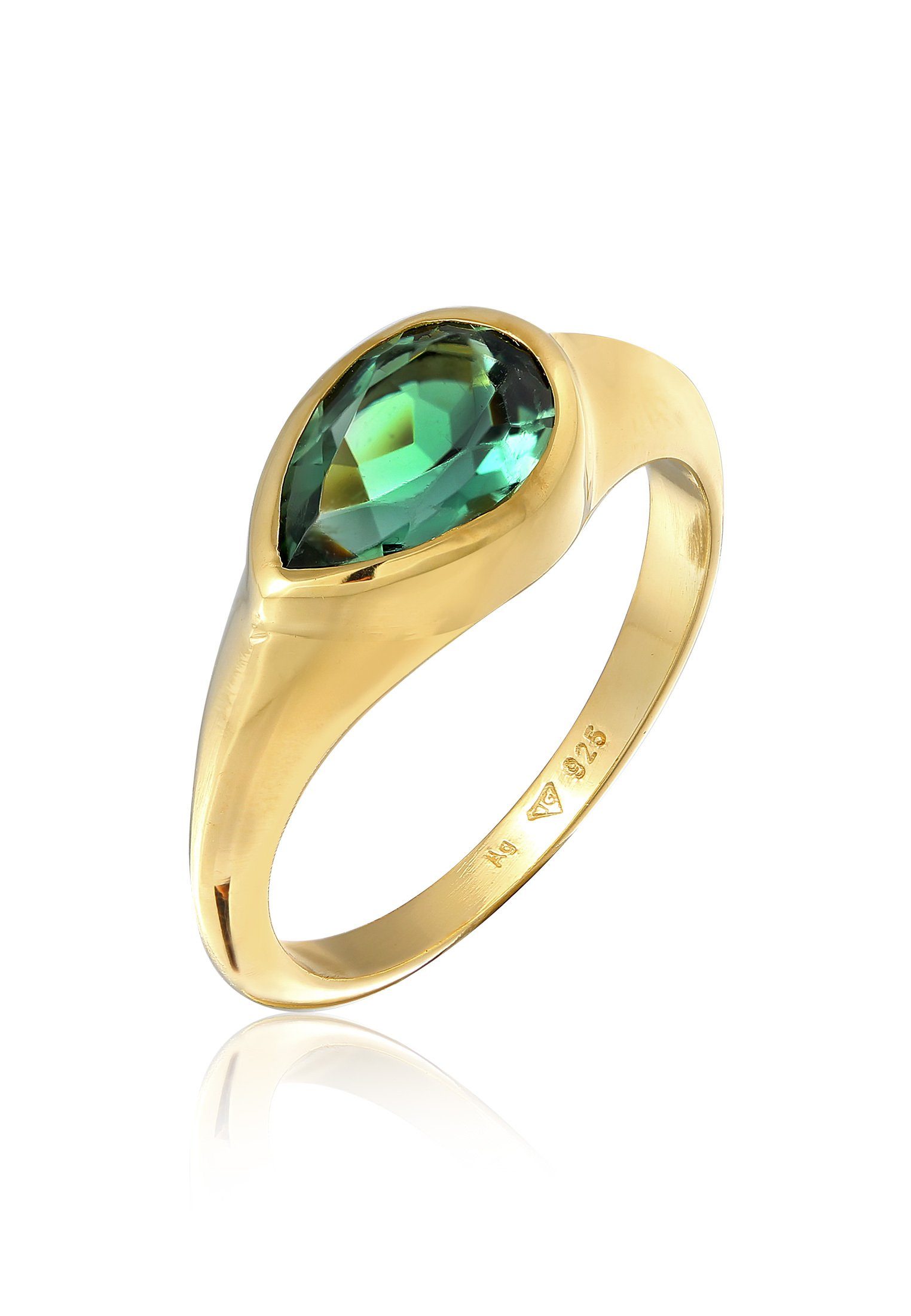 Wunderschön 925 Fingerring Ring Premium Damen Silber Quarz Elli Grün funkelnder vergoldet, Klassik für Edelstein