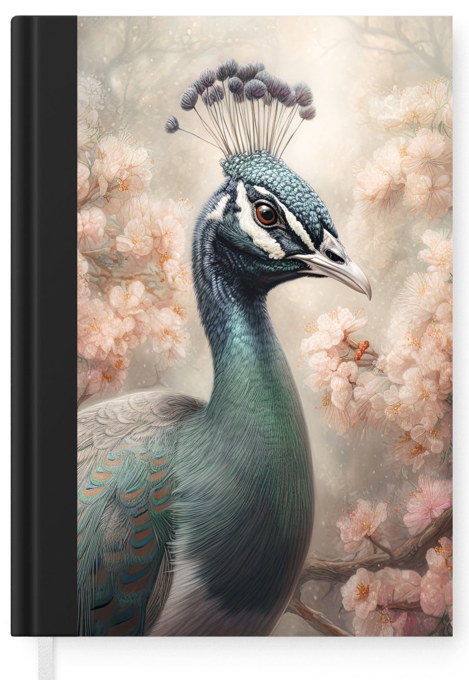 Vögel Merkzettel, - Botanisch, Journal, Notizheft, - Pfau Seiten, Notizbuch 98 Tagebuch, - A5, Baum Blumen Haushaltsbuch MuchoWow -