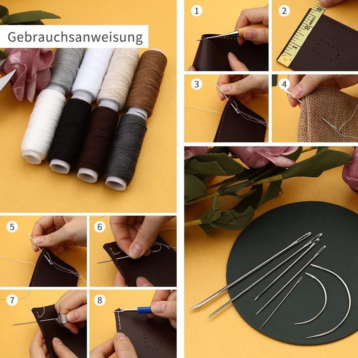 LuxusKollektion Nähnadeln Leder-Nähset 29-teiliges Nähgarn-Set Lederpolster-Reparatur-Set