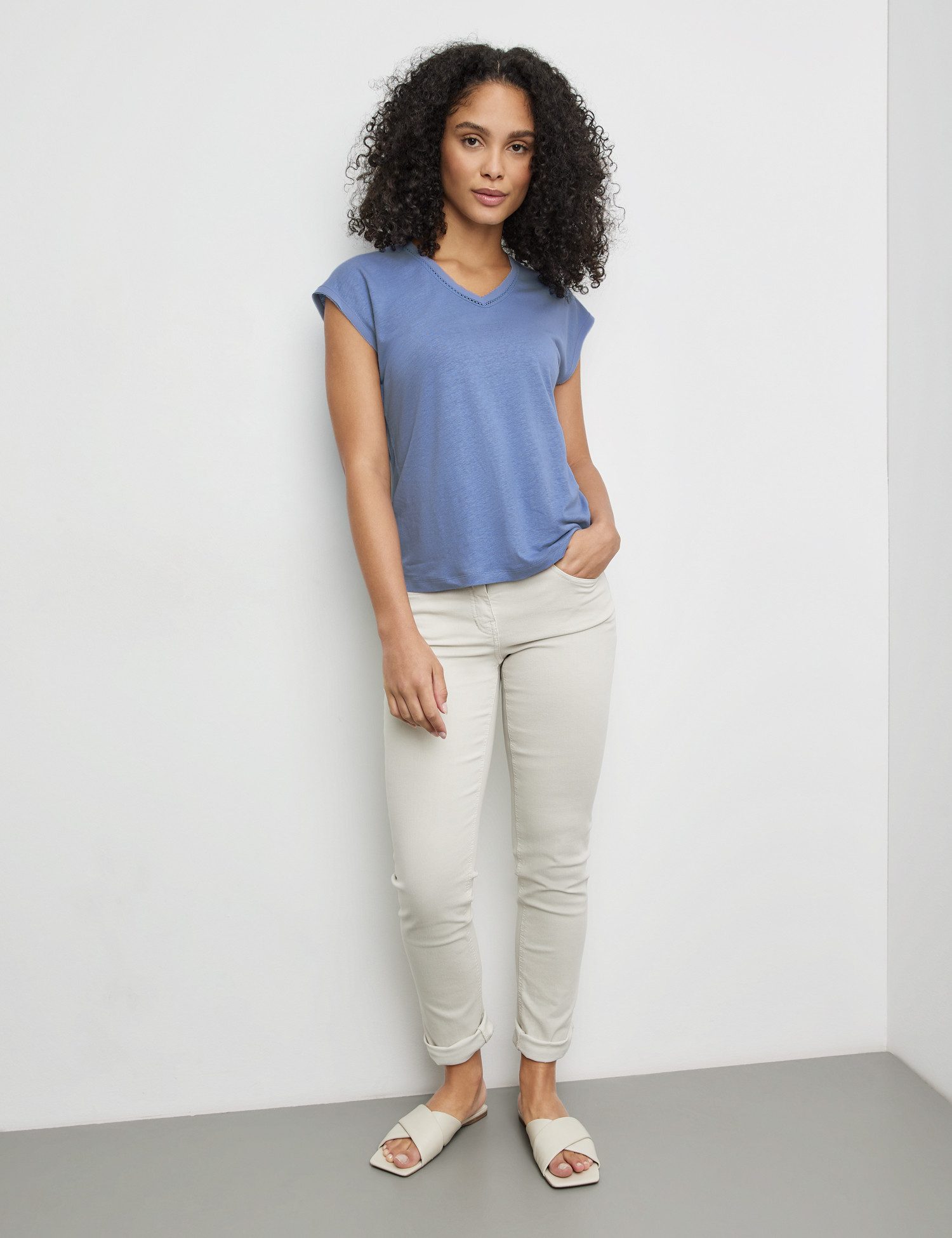 GERRY WEBER Shirtbluse Kurzarmshirt mit Chiffonblende