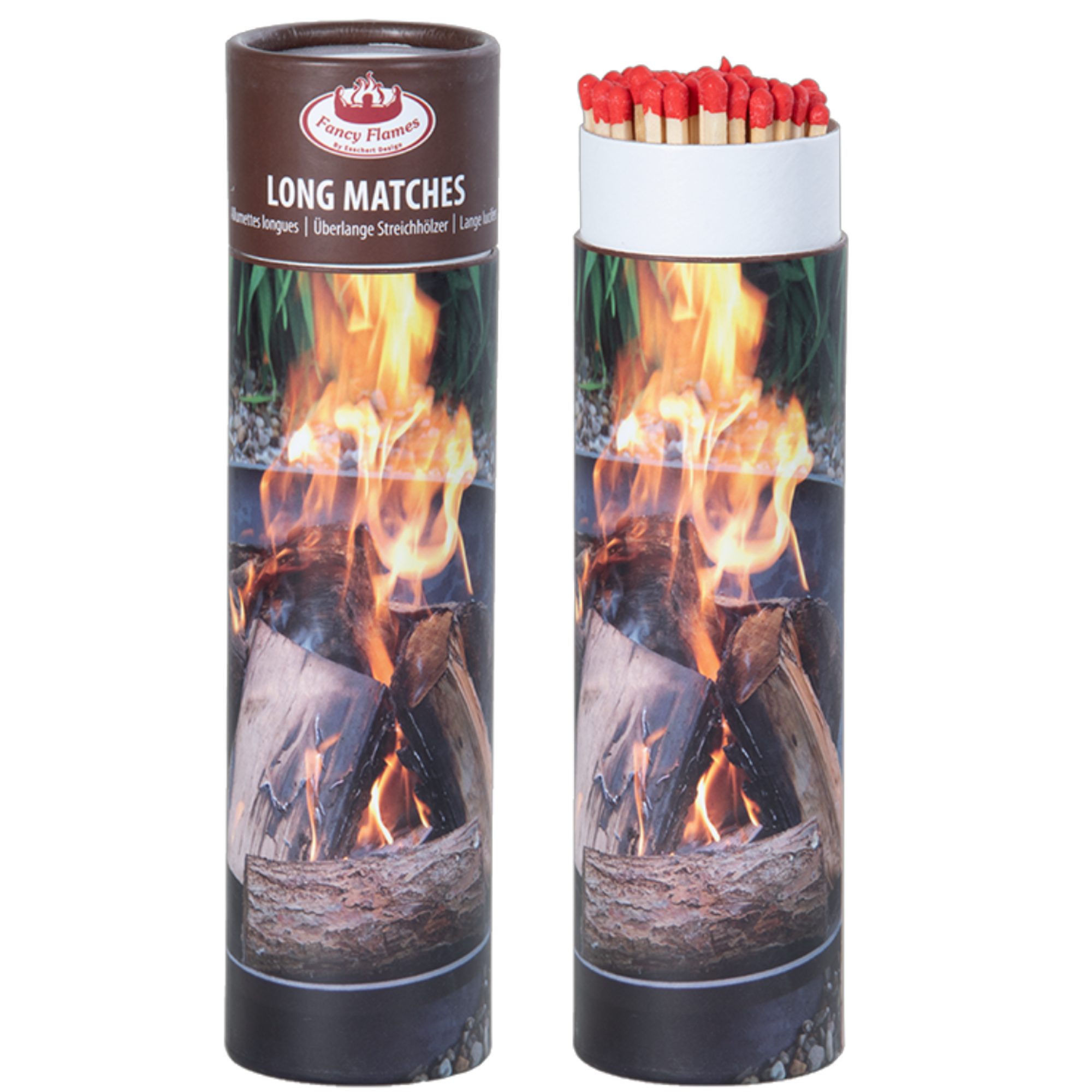 esschert design Feuerschale Extra lange Streichhölzer 23,5 cm – ca. 50 Stück im bunten Köcher, (50 Streichhölzer)