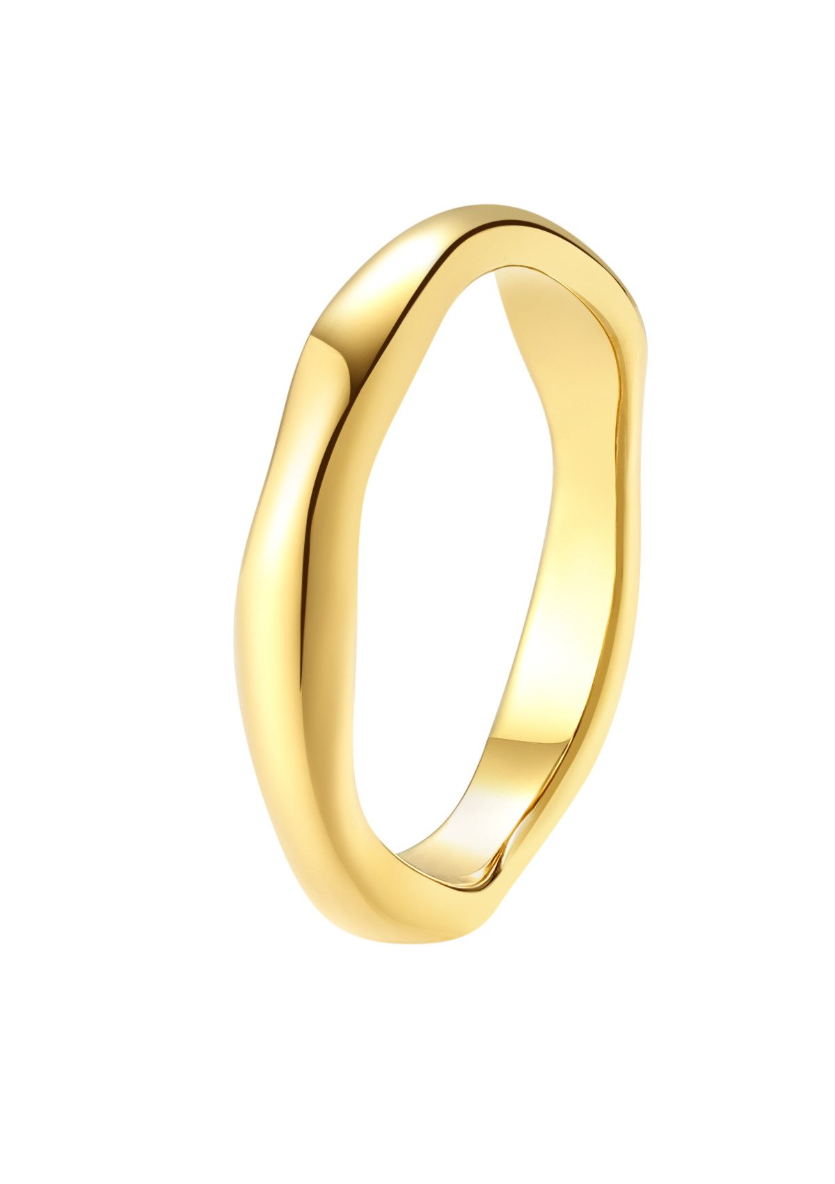 Hey Happiness Fingerring Gewellt, 18K Gold vergoldet, Eleganter Basic Damen Ring, wasserfest