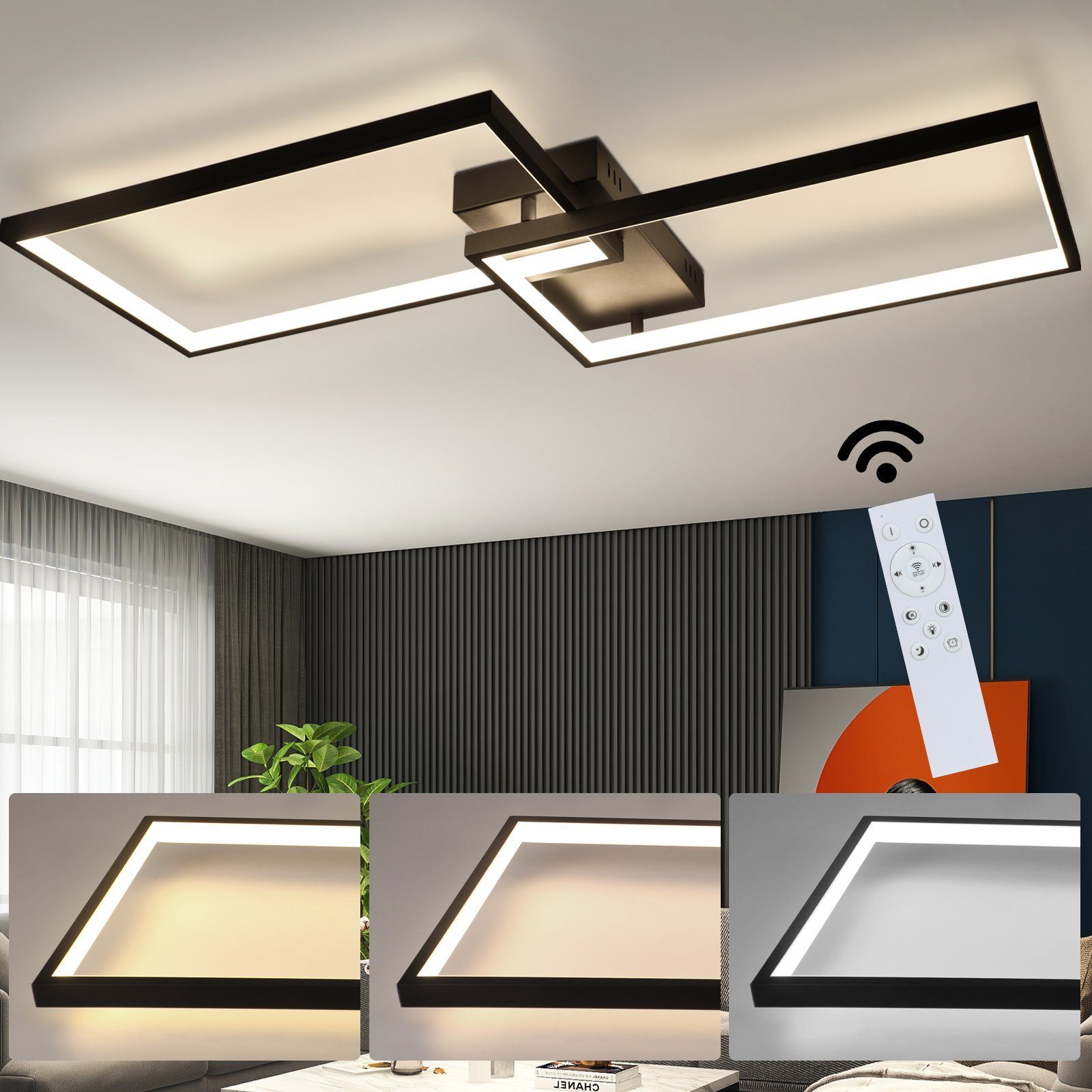 Nettlife LED Deckenleuchte Wohnzimmer Weiß Dimmbar günstig online kaufen