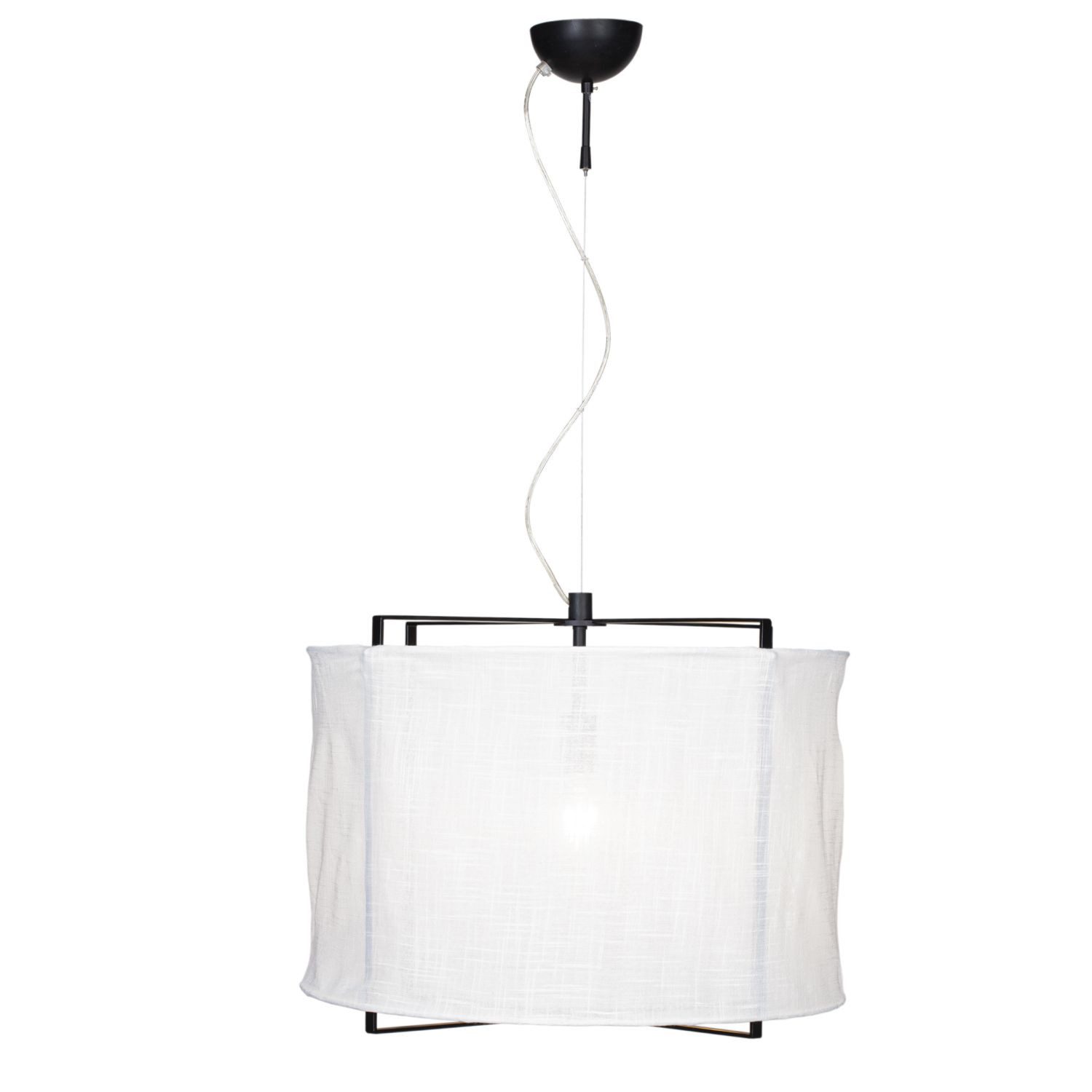 Licht-Erlebnisse Pendelleuchte OSKAR, ohne Leuchtmittel, Stoff Faltenoptik cm B: 61,5 cm H: max. 140 cm Schwarz Weiß E27