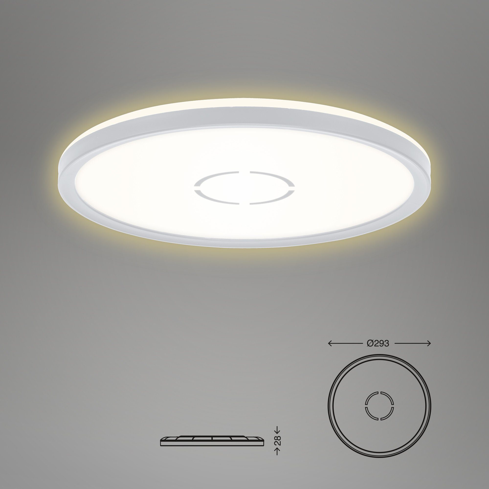 Briloner Leuchten LED Deckenleuchte LED Ø29,3cm Deckenlampe 3391-014, Hintergrundlicht verbaut, fest indirektes Neutralweiß