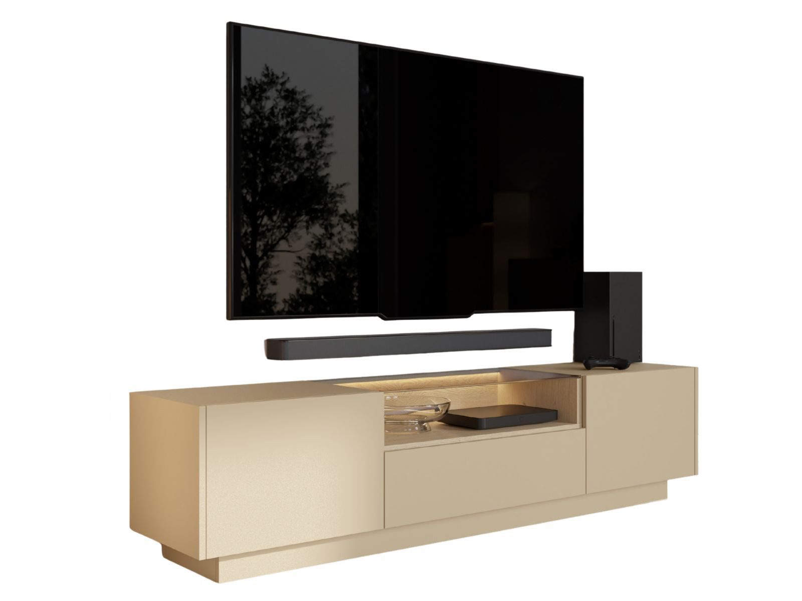 Compleo TV-Schrank mit Schublade und 2 zwei Türen, Lowboard elegant