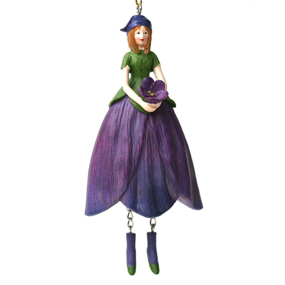 ROSEMARIE SCHULZ Heidelberg Dekofigur Blumenmädchen Veilchen zum Hängen Dekohänger Blumen Deko-Objekt (1 St), Handbemalte Figur aus Polyresin