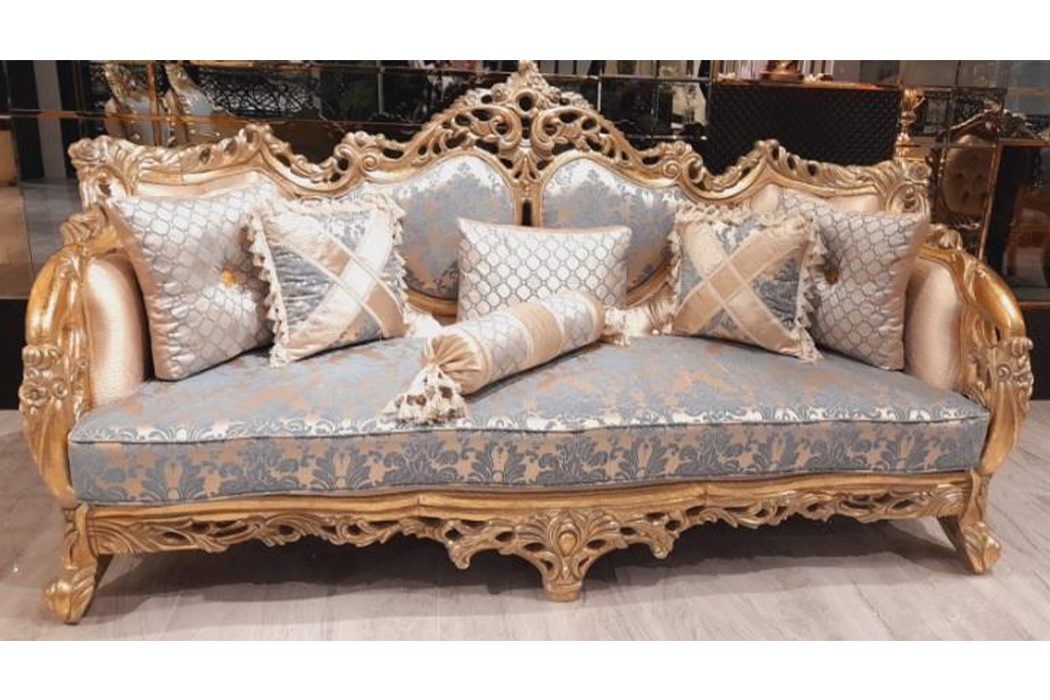 JVmoebel Sofa, Klassischer Dreisitzer Barock Couch mit geschnitzten Elementen Neu