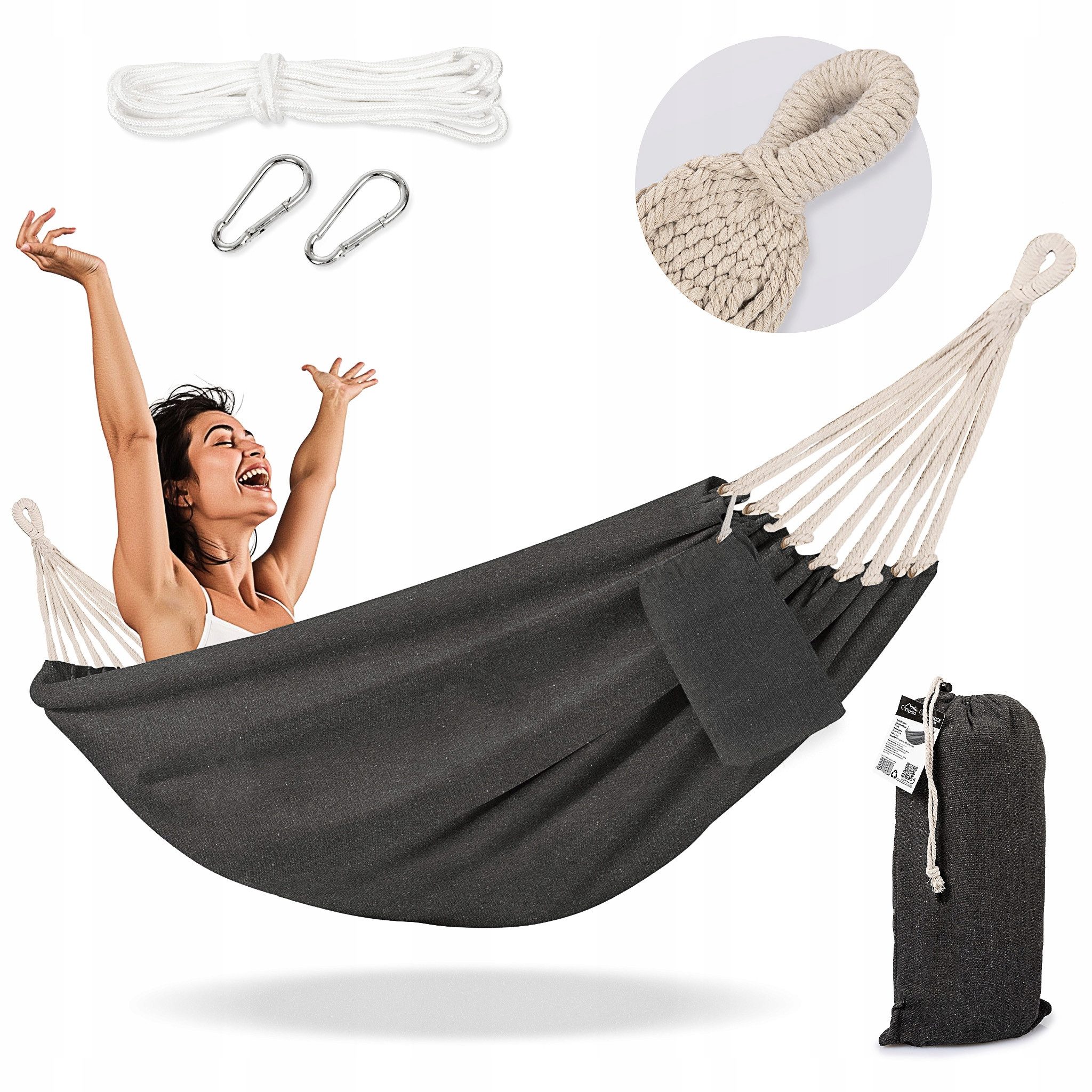 Campela Hängematte Gartenhängematte Boho – 2 Personen – Outdoor Indoor – Tragetasche