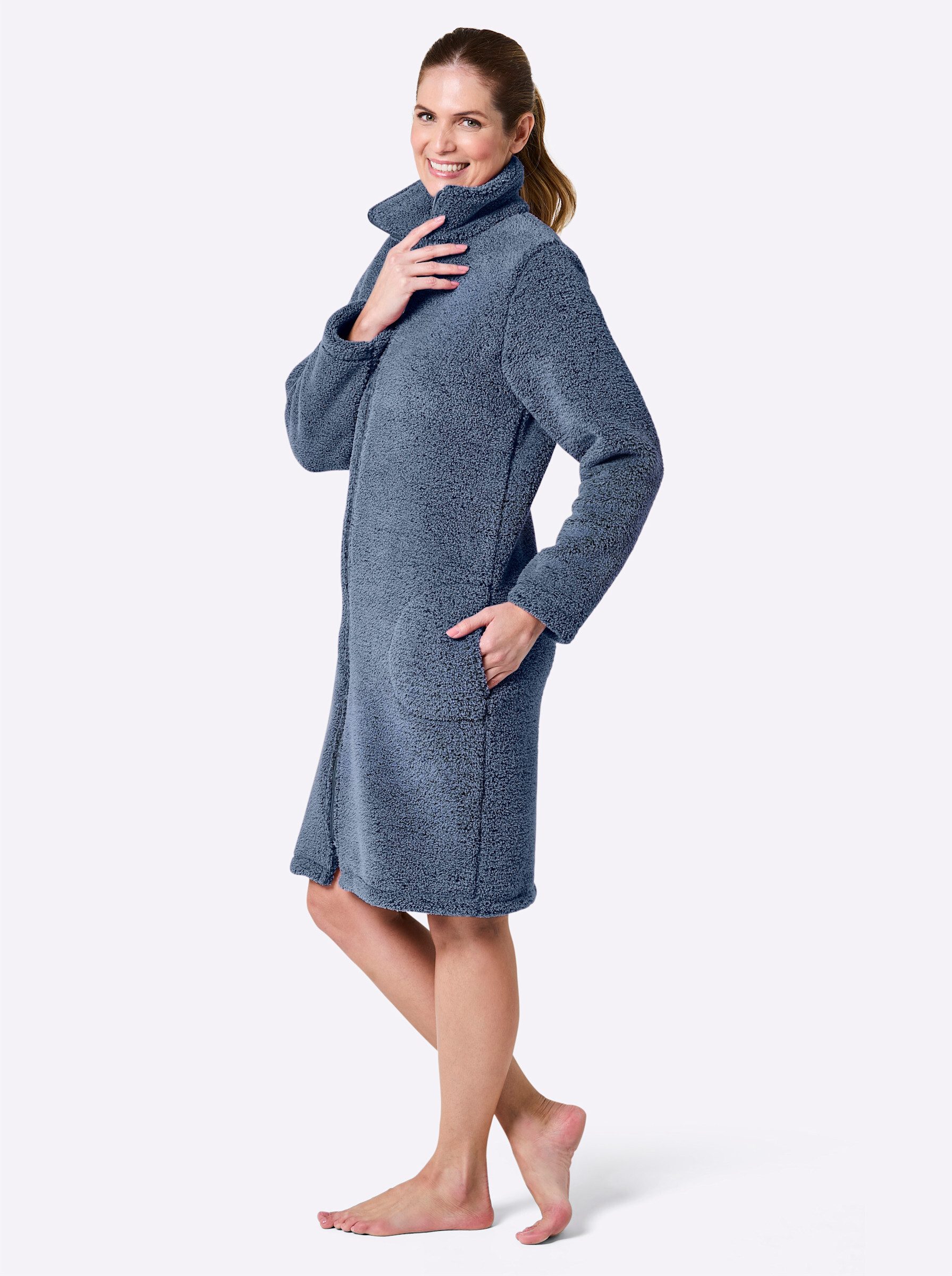 Plantier Damenbademantel Bademantel Langarm, Polyester, Reißverschluss – Bild 4 von 5