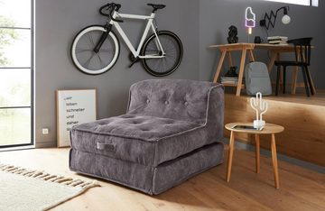 INOSIGN Sessel Pia, Loungesessel aus Cord, in 2 Größen, mit Schlaffunktion, Pouf-Funktion.