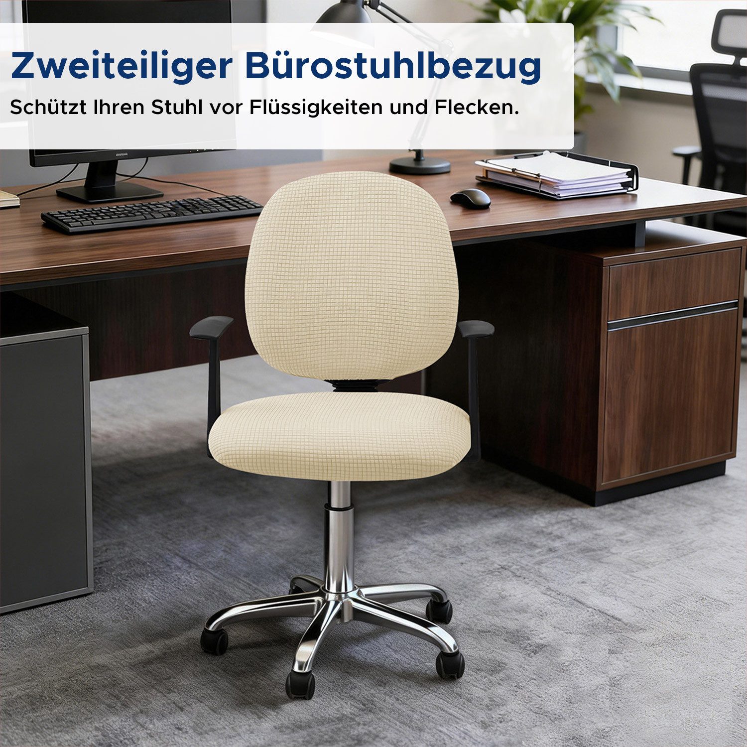 Refttenw Stuhlhusse Elastischer Bürostuhlbezug,Stuhlbezug,Drehbarer Stuhlbezug,Abnehmbar