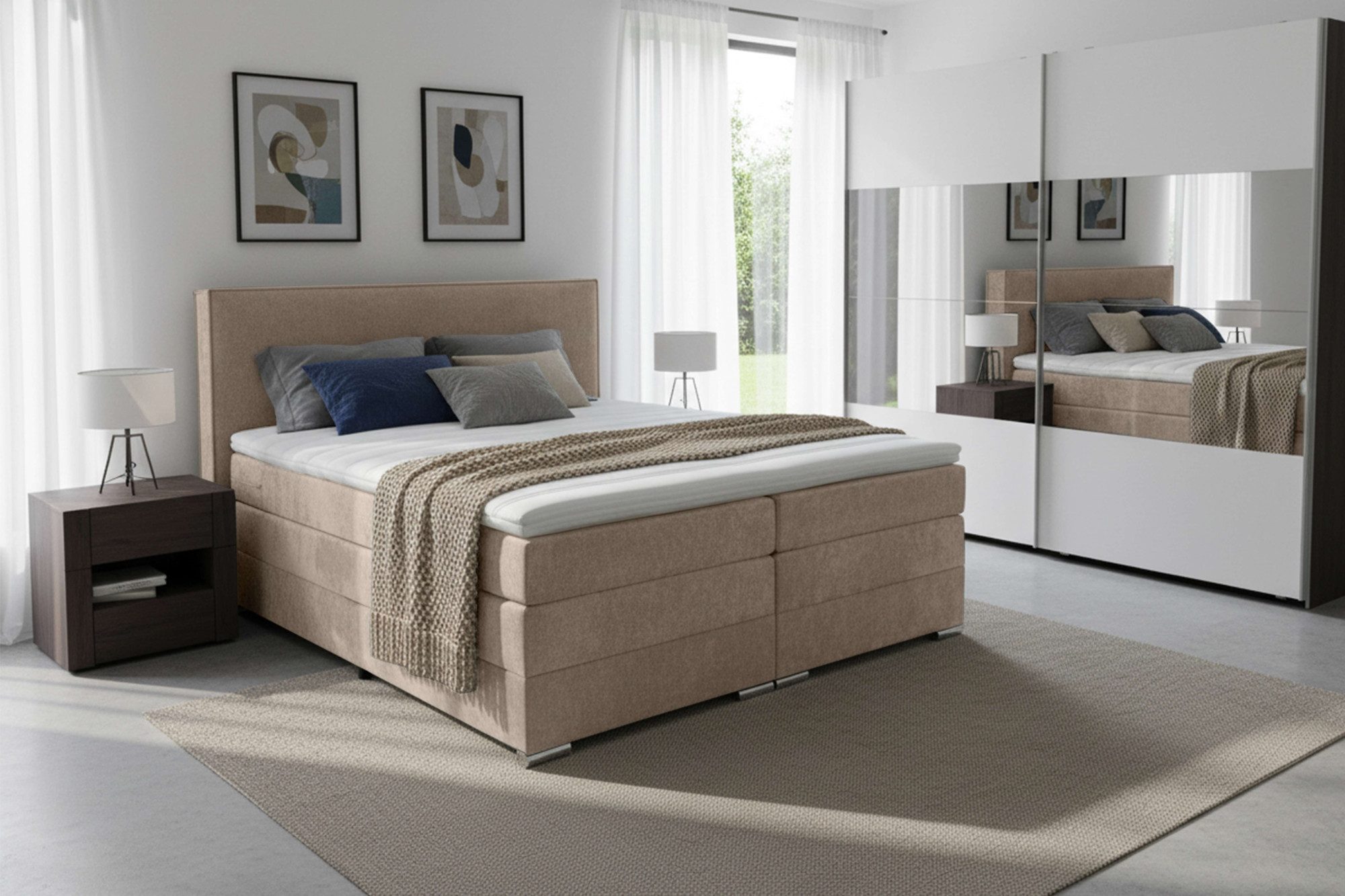Boxspringbett Romeo, Doppel- & Polsterbett, Federkernbett, Komfortbett, 160, 180 cm