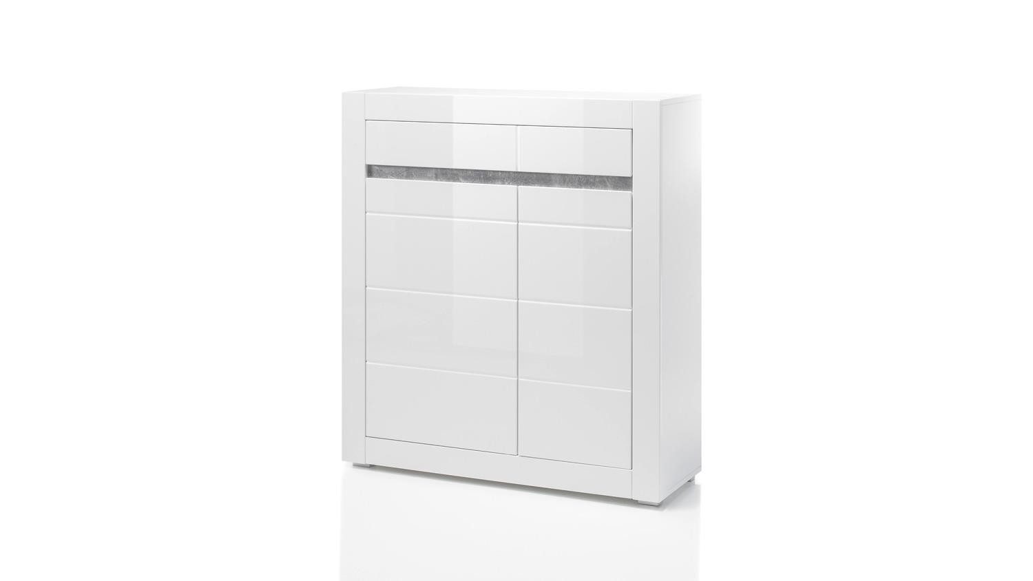 Möbel Akut Sideboard Kommode Carat Sideboard Highboard in weiß Hochglanz 100 cm