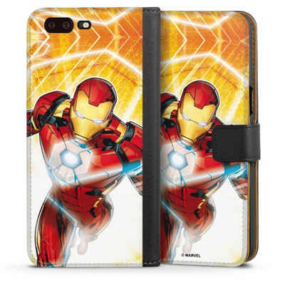 DeinDesign Handyhülle Iron Man on Fire, OnePlus 5 Hülle Handy Flip Case Wallet Cover Handytasche Leder