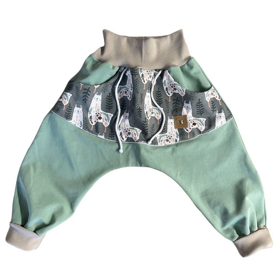 kennydoo Jerseyhose Kinder Pumphose Lama Gr. 56 - 104 (Geschenkverpackung)  mit krempelbaren Bündchen, lässiger bequemer Schnitt, Kinder Jogginghose,  Babyhose