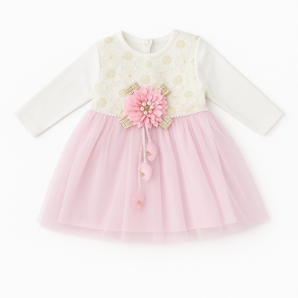 Lorey Medtec Taufkleid Prinzessin Kleid, Mädchen Kleid, Fest Kleid, 100% Baumwolle, Rosa Spitze, Tüll – Bild 2 von 2