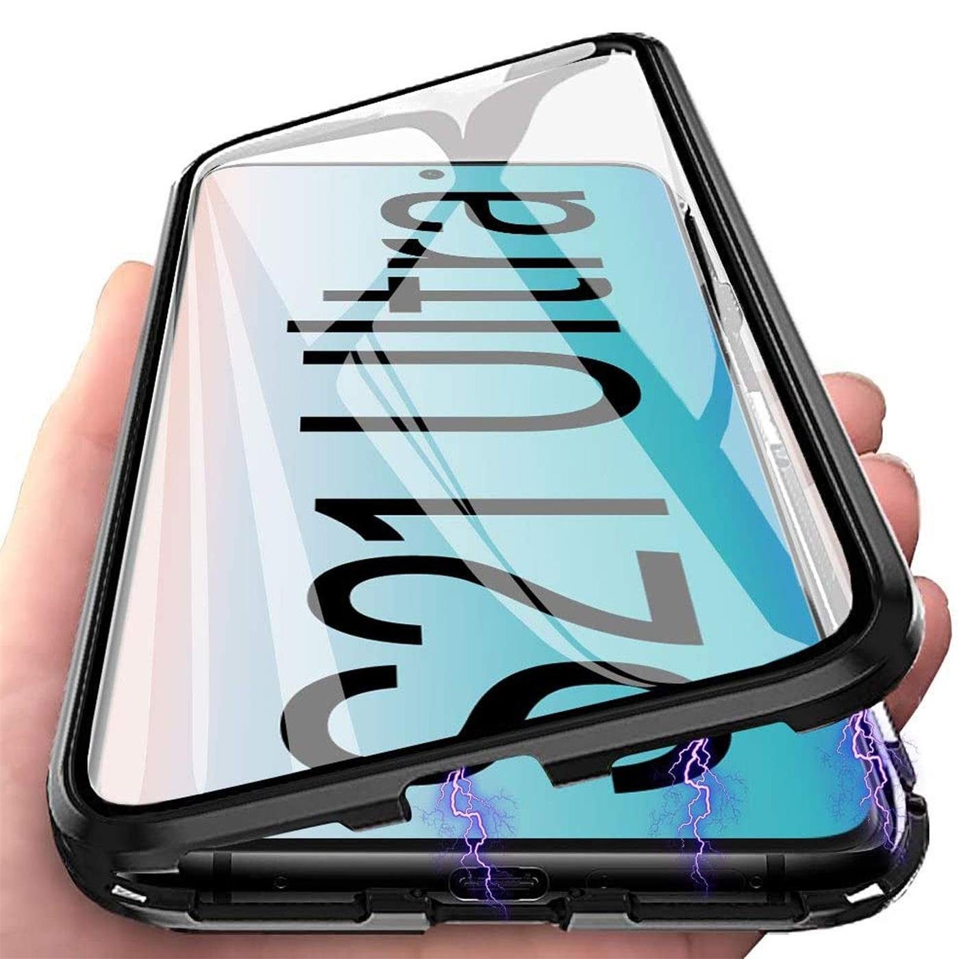 CoolGadget Handyhülle Metall Magnet Handy Case für Samsung Galaxy S21 Ultra 6,8 Zoll, Hülle 360 Grad Schutz Cover Gehärtetes Glas für Samsung S21 Ultra 5G