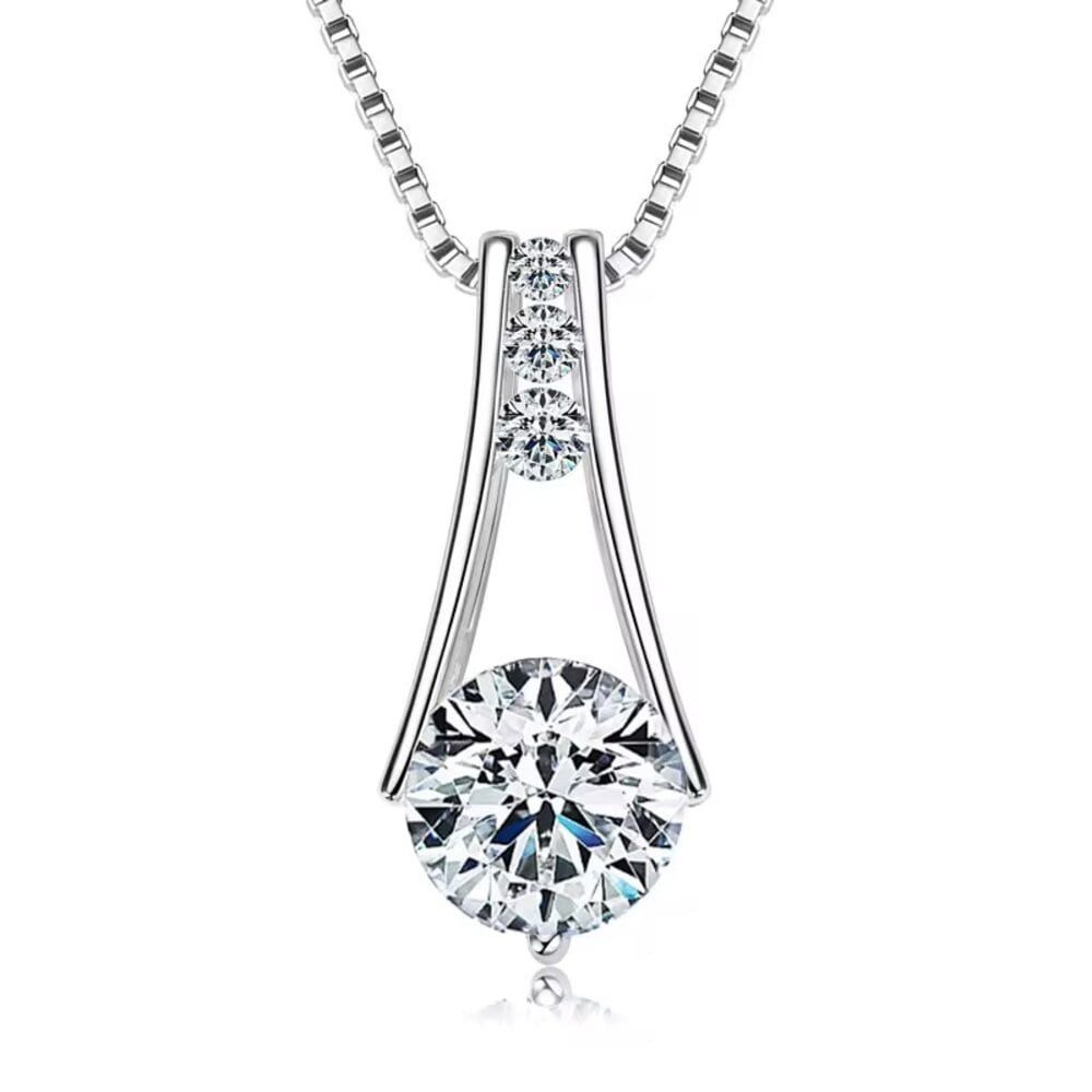 Kette mit Anhänger Extravagante Moissanit Damen Halskette 1,0ct mit Echtheitszertifikat