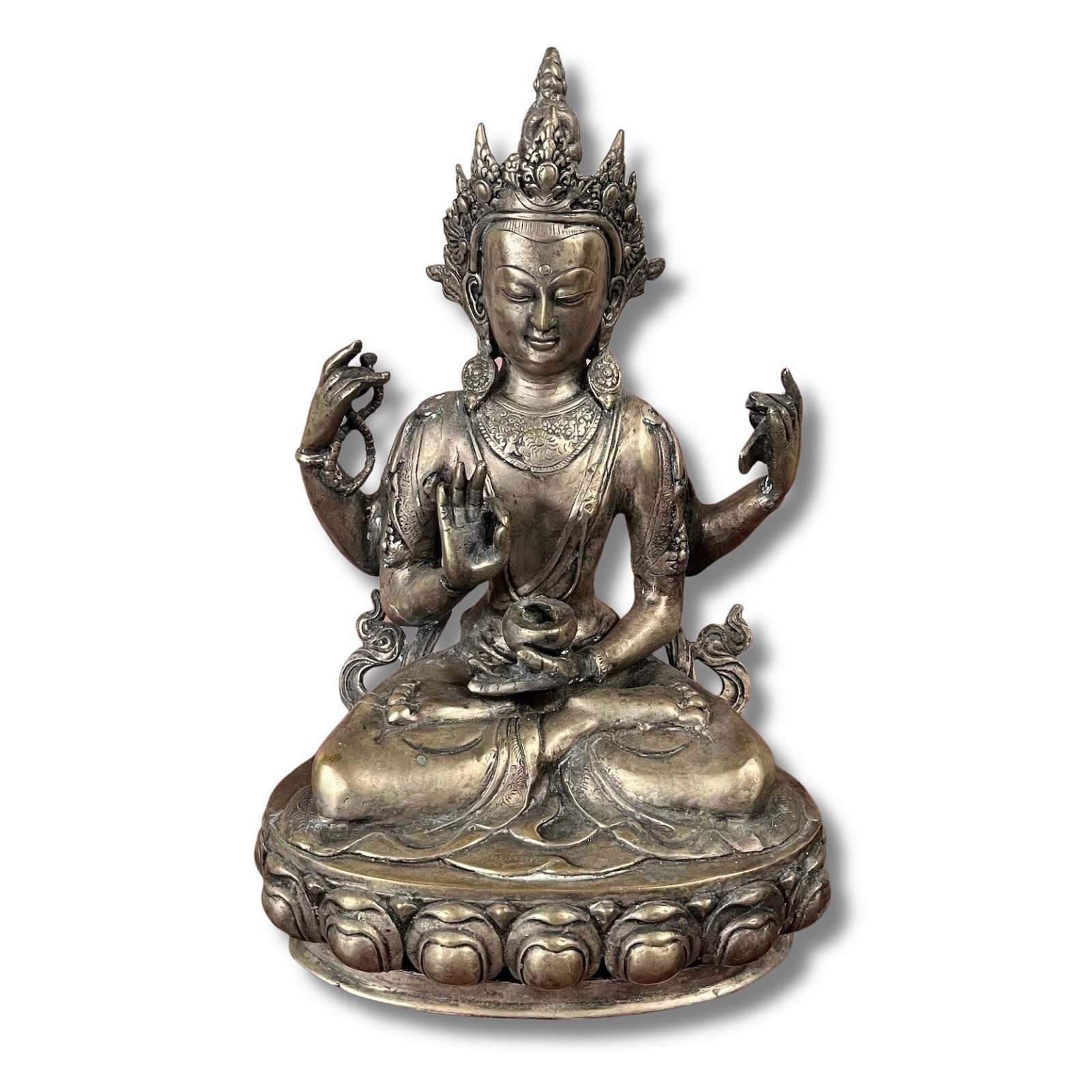Asien LifeStyle Buddhafigur Buddha Figur Tibet Chenrezi Avalokiteshvara Messing