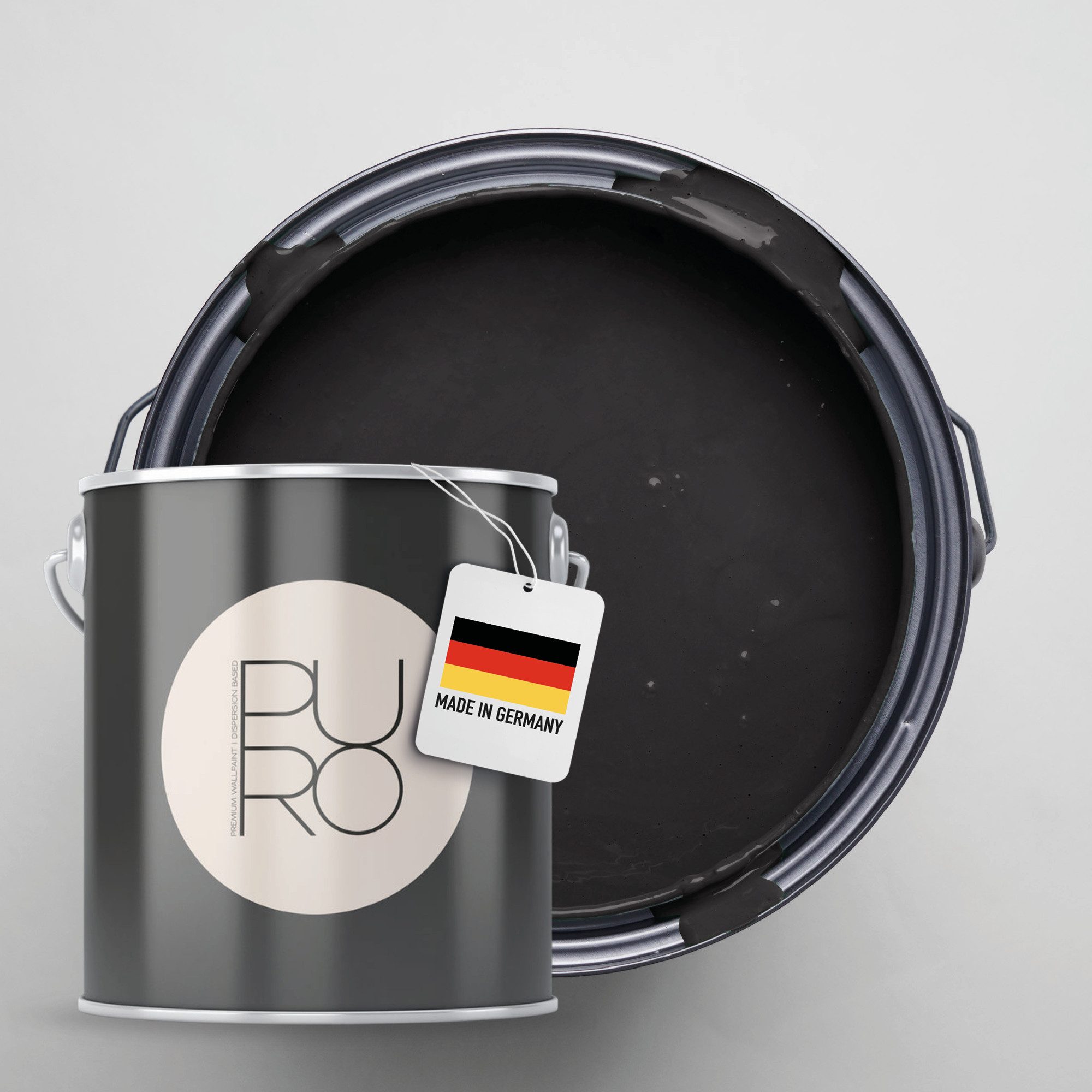 A.S. Création Wandfarbe Premium Innenwandfarbe PURO Tuchmatt deep black, ideal für Wohn-, Schlafzimmer, Flur & Küche, Schwarz