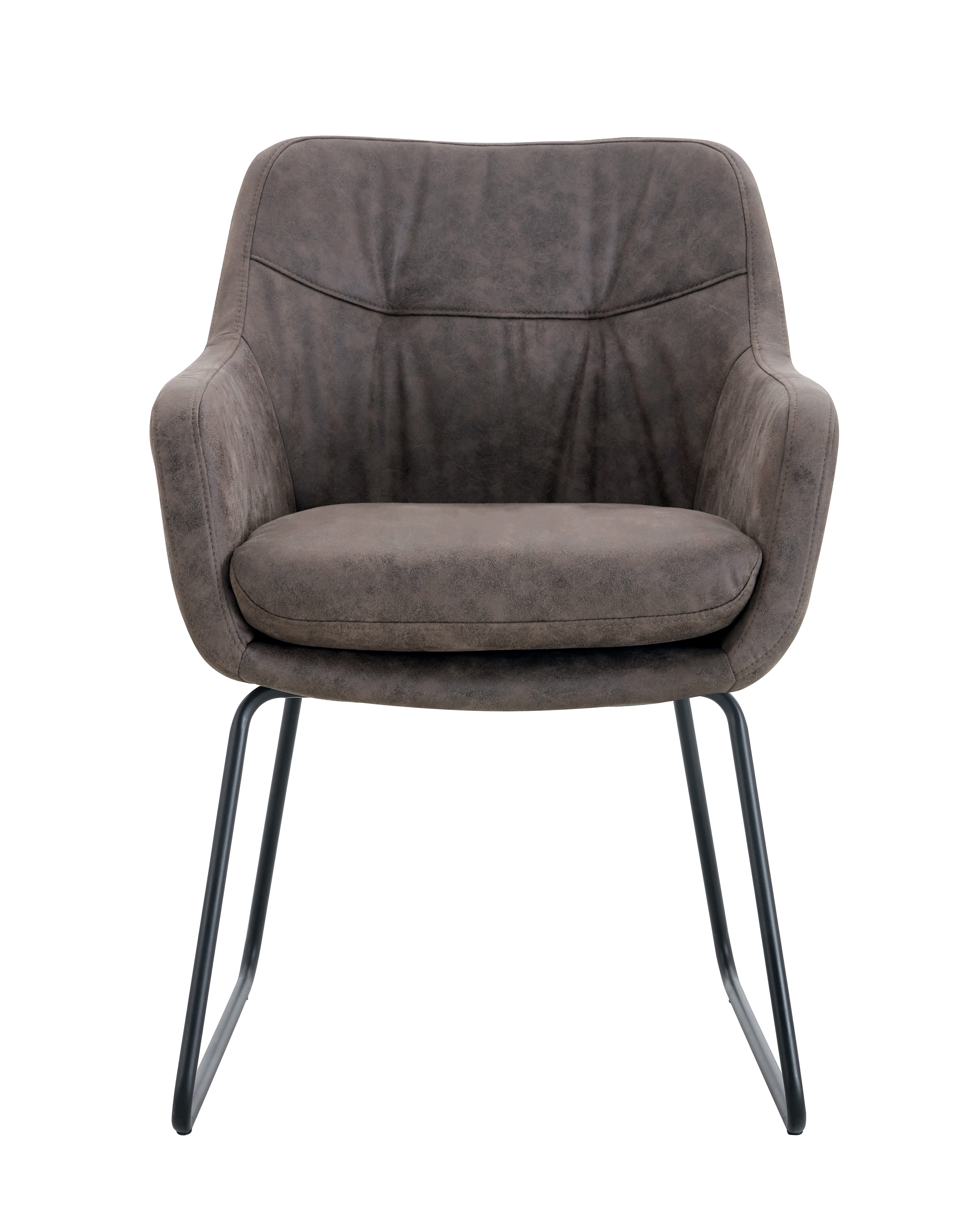 Duo Collection Esszimmerstuhl Polsterstuhl Amira (2er Set), pulverbeschichtetes Kufengestell, Federkern, braun, Vintage-Optik