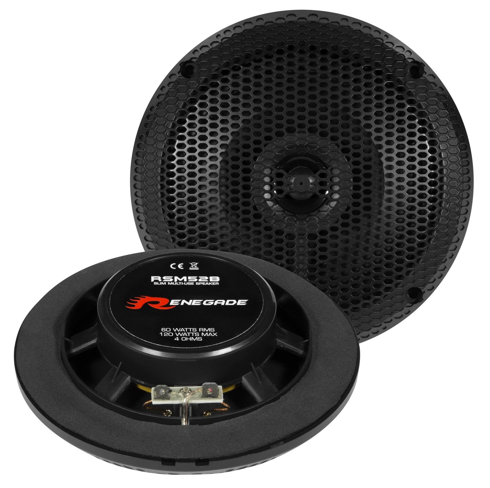Renegade RSM52B Marine 2-Wege Koax Lautsprecher 13 cm, schwarz Auto-Lautsprecher
