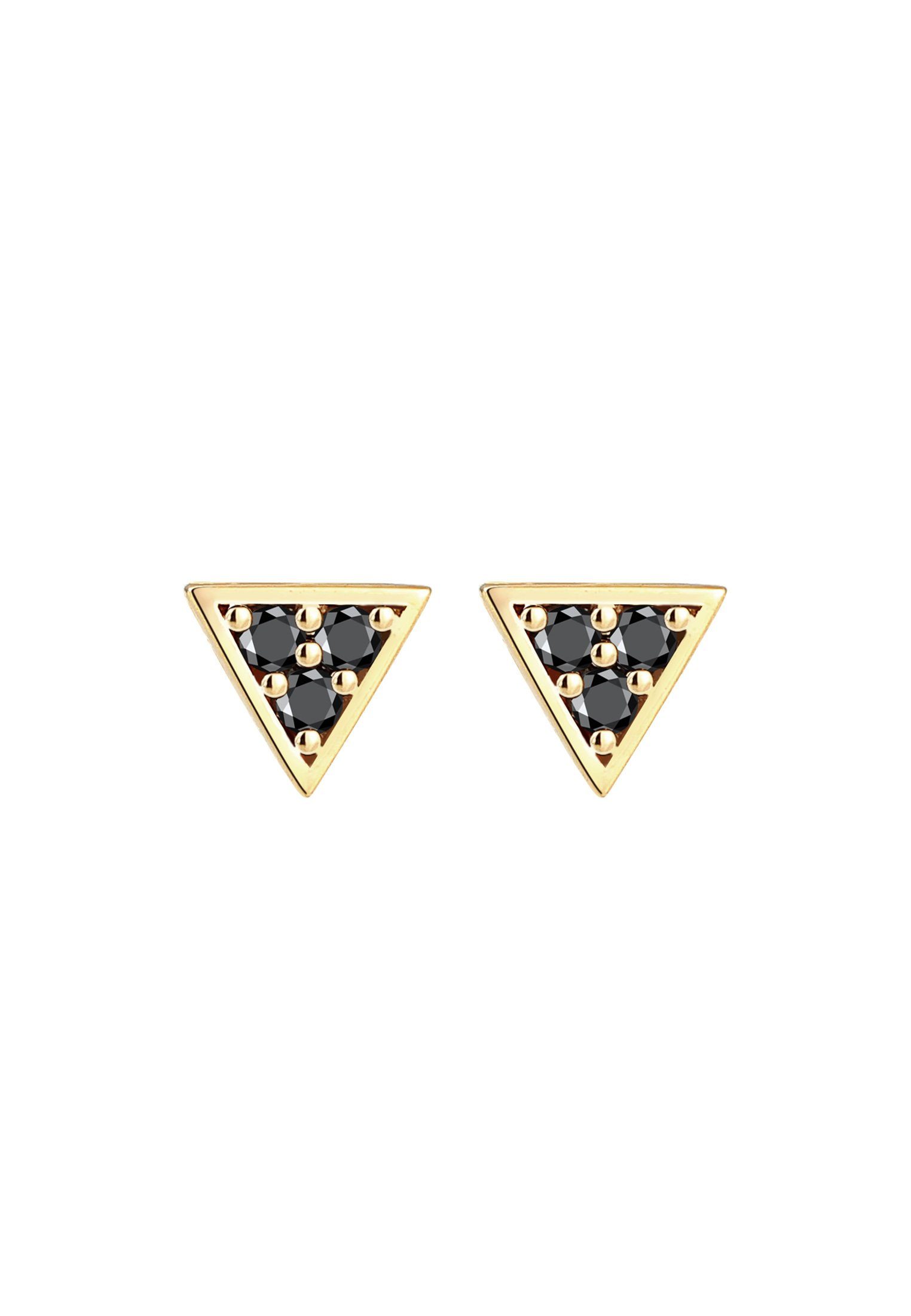 Damen Schmuck Elli DIAMONDS Paar Ohrstecker Dreieck Geo Black Diamant (0.09 ct) 375er Gelbgold