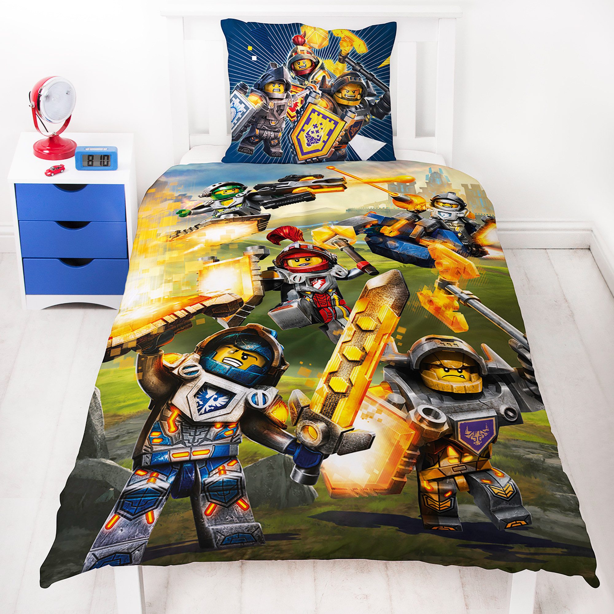 BERONAGE Kinderbettwäsche Lego Nexo Knights Bettwäsche Linon / Renforcé, 100% Baumwolle, 2 teilig, 135x200 + 80x80 cm