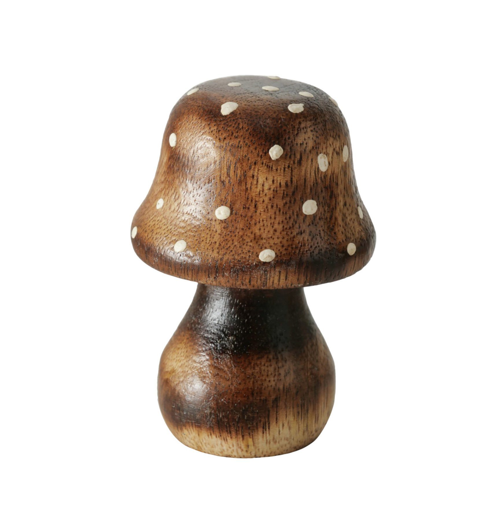 Spetebo Dekofigur Mangoholz Deko Pilze 3er Set - 10 / 8 / 7 cm (3 St), Holz Fliegenpilz Figur zur Herbst Dekoration – Bild 4 von 5