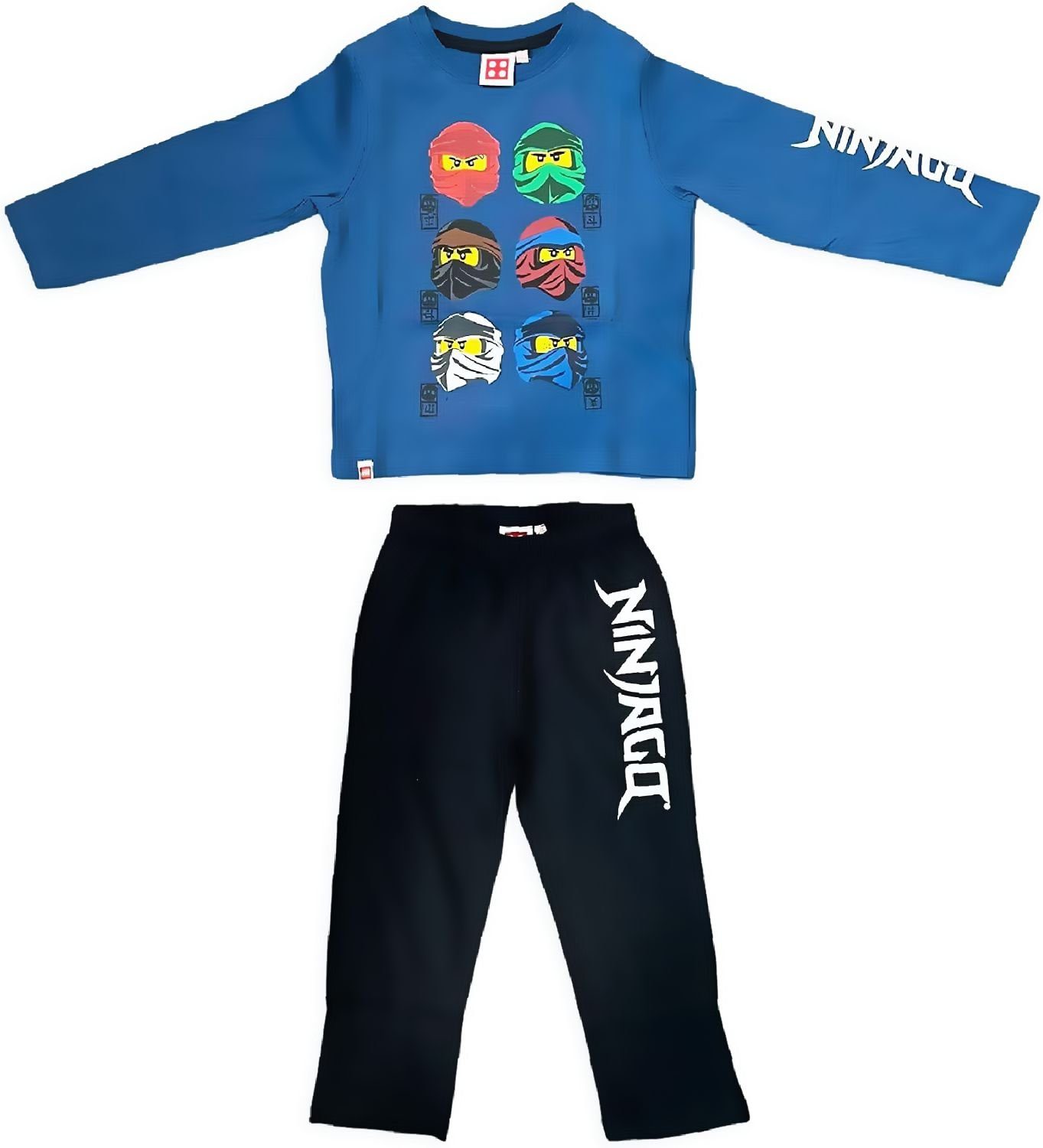LEGO® Wear Pyjama Langer Pyjama Kinder Schlafanzug Jungen 2 Teile lange Hose 98 - 128 blau