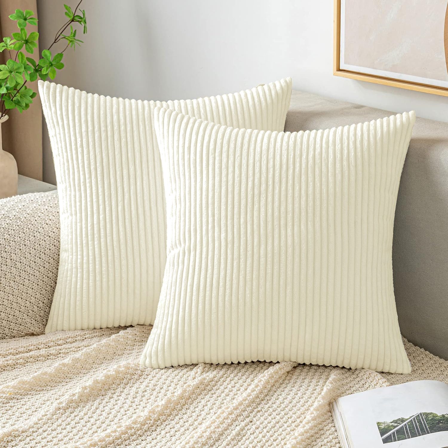 MODFU Kissenbezüge 2er Set Weich Kordsamt Zierkissenbezug Dekokissen Modern günstig online kaufen