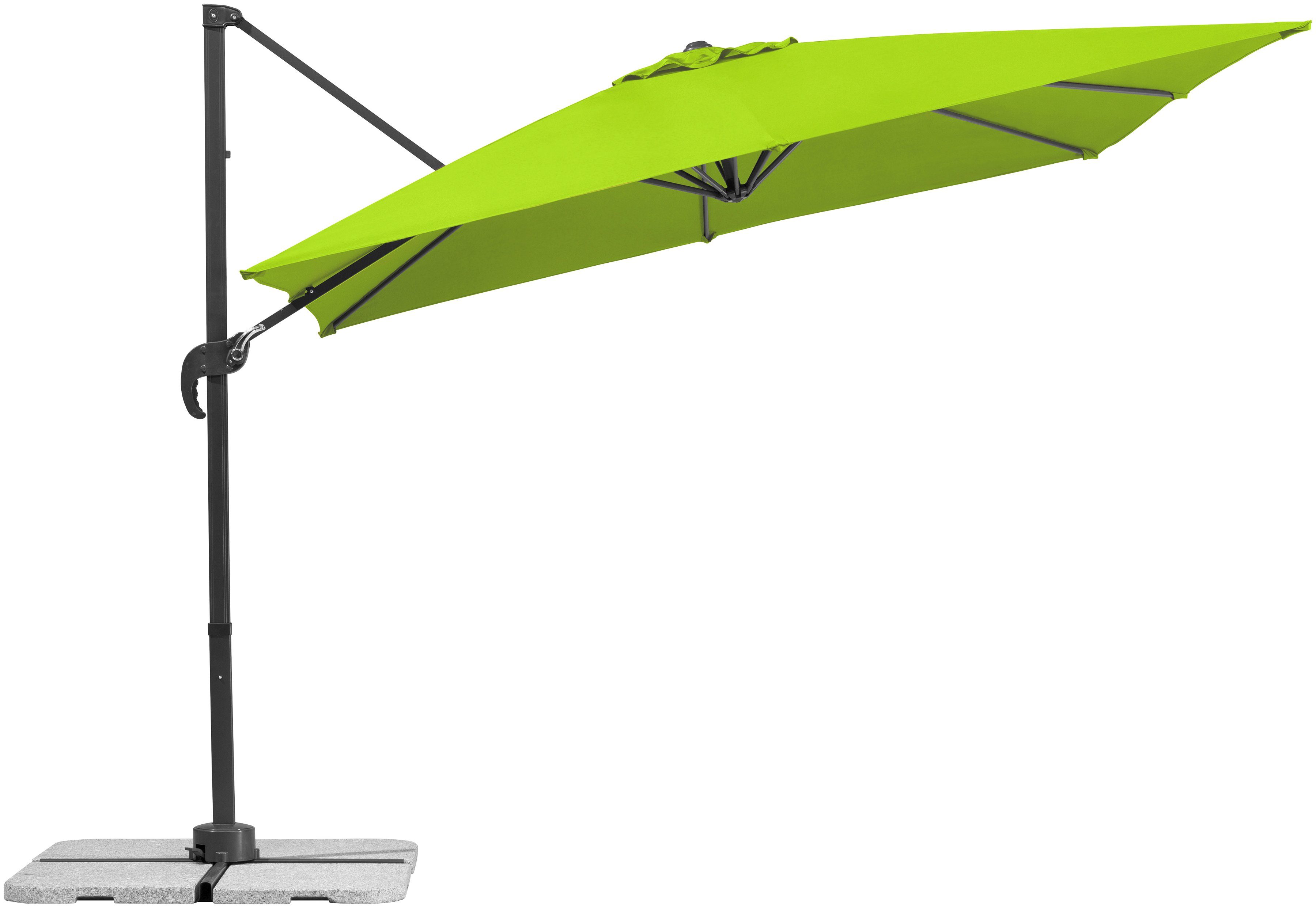 Schneider Schirme Ampelschirm Rhodos Junior, LxB: 270x270 cm, mit Schutzhülle und Schirmständer, ohne Wegeplatten