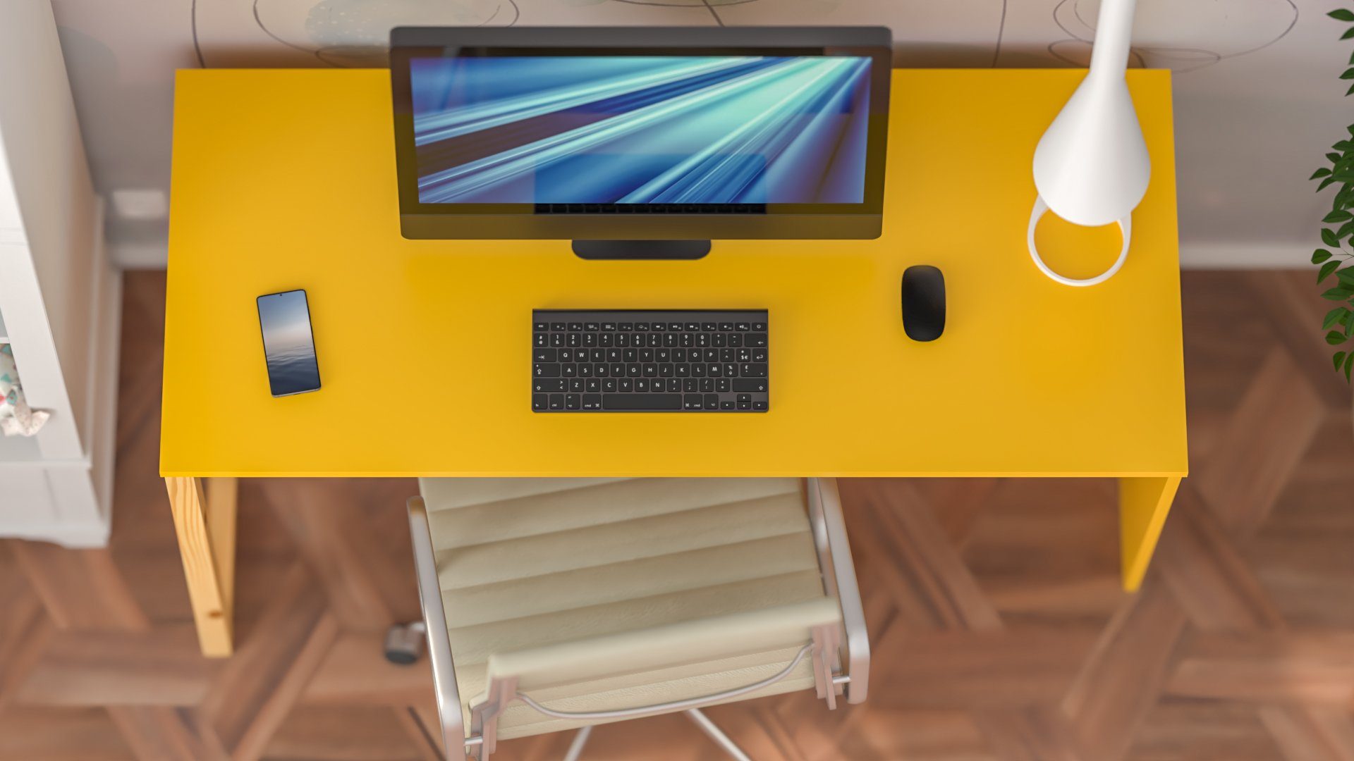 Schreibtisch Gelb ohne Carol Schreibtisch mit Carol Siblo Schublade) bunter Tischplatte (Bunter Kinderschreibtisch