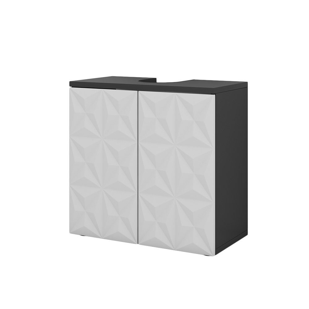 Vicco Waschbeckenunterschrank Edge Schwarz/Weiß 60 x 57 cm mit 2 Türen günstig online kaufen