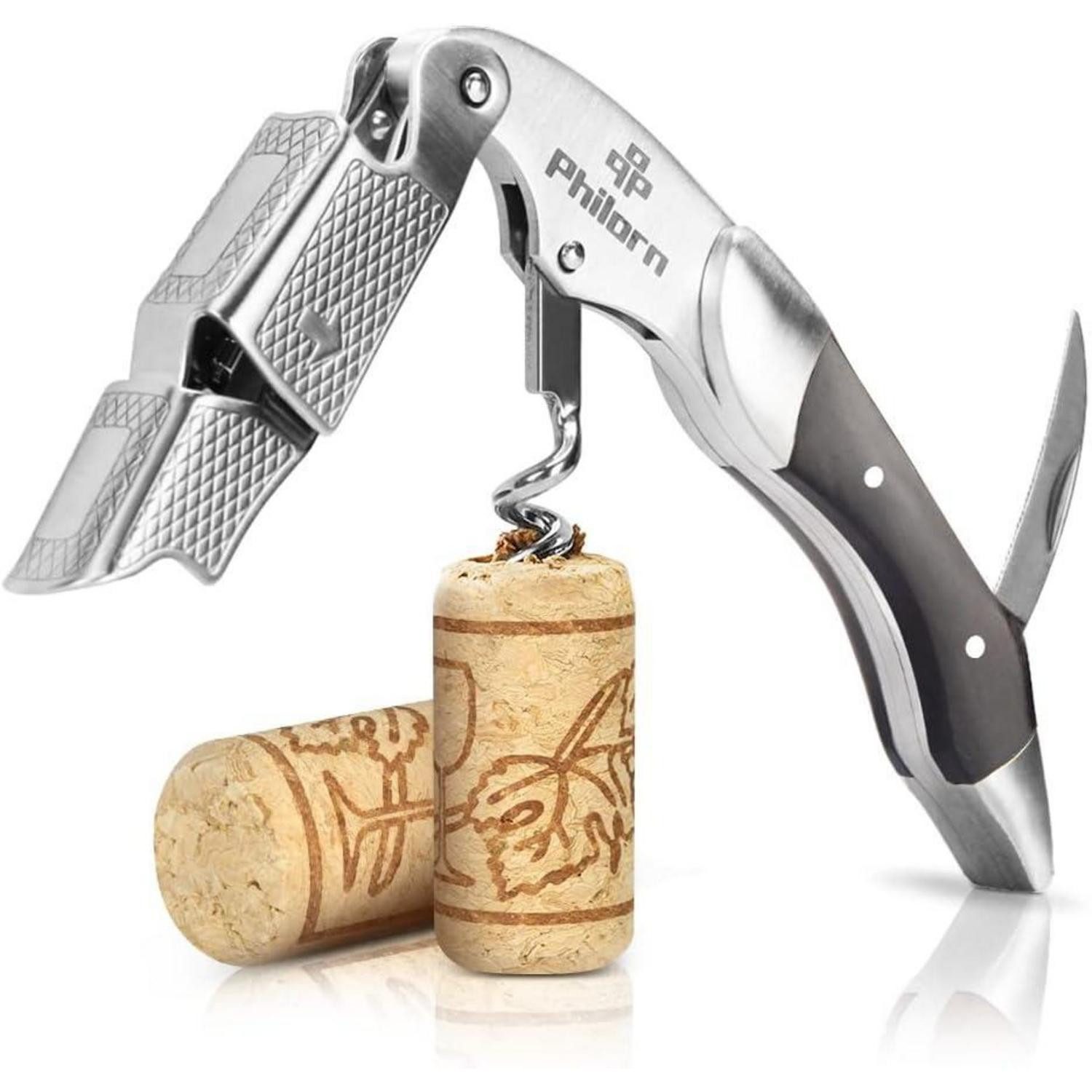 Korkenzieher Kellnermesser Korkenzieher Wein Profi Edelstahl Holz Ebenholz Griff