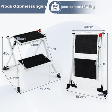 COSTWAY Klapptritt, 2 Stufen, 20cm breit, 150kg belastbar, klappbar