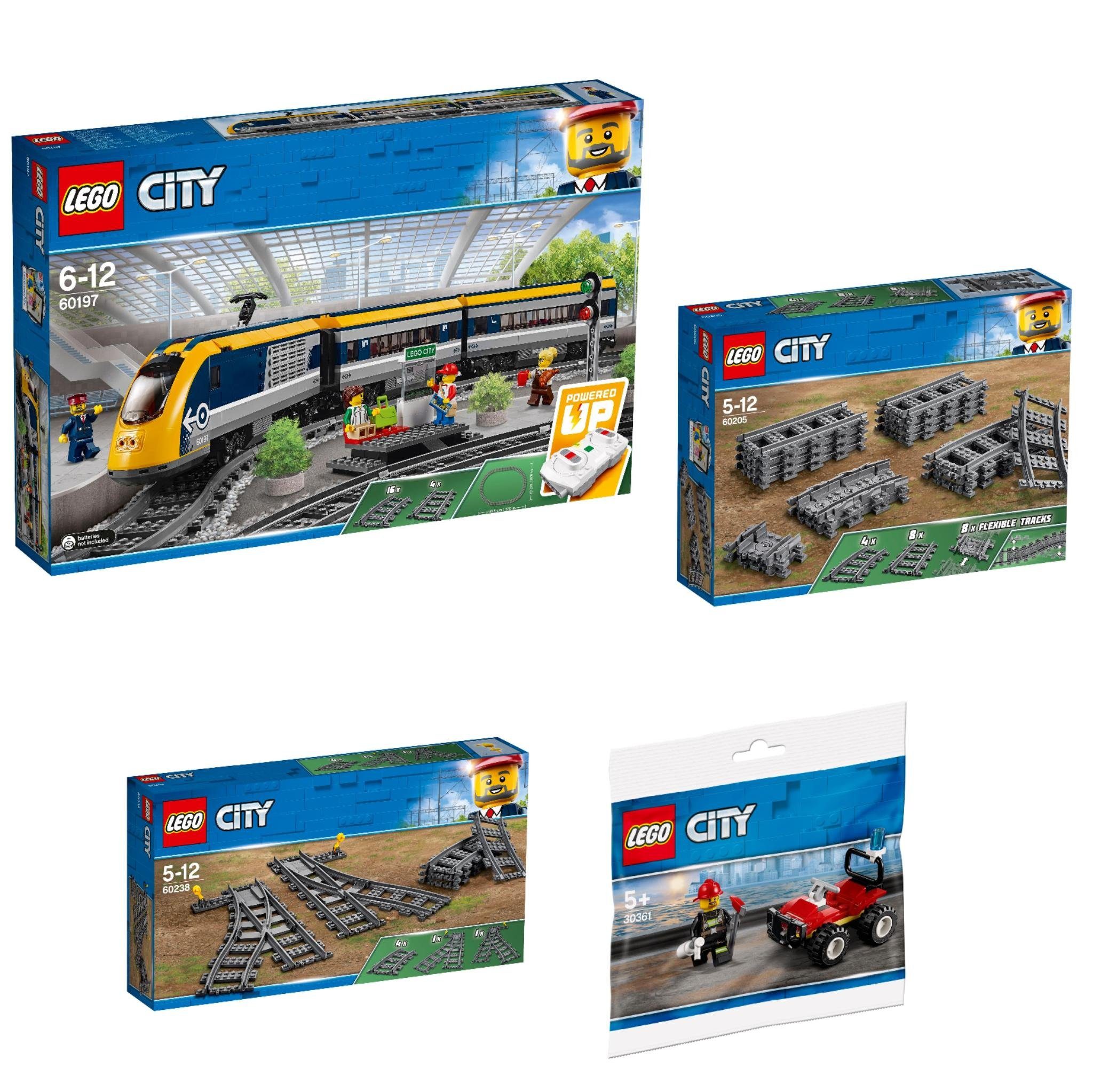 LEGO® Konstruktions-Spielset »City 4er Set: 60197 Personenzug + 60205  Schienen +«