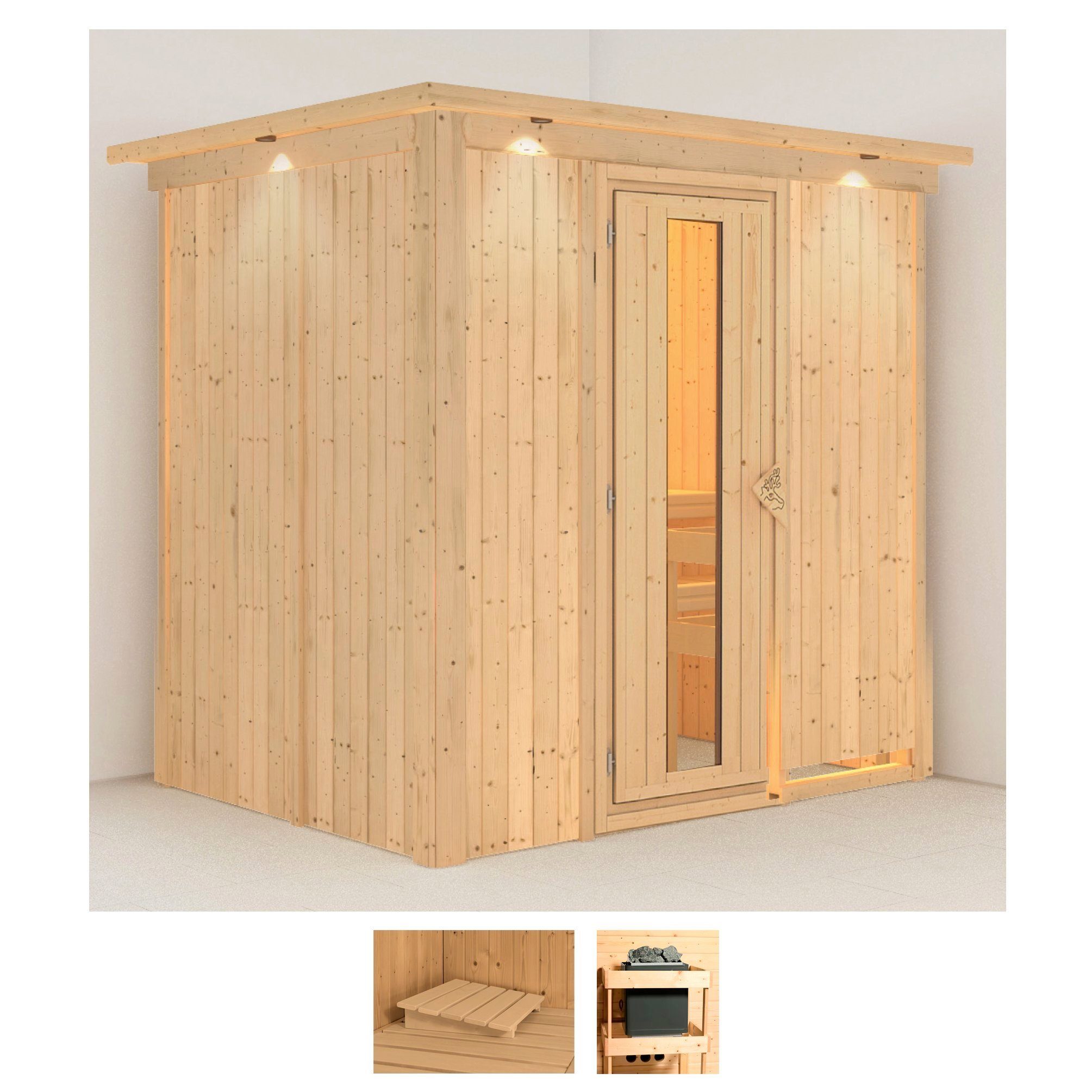 Karibu Sauna Finja, BxTxH: 210 x 165 x 202 cm, 68 mm, (Set) ohne Ofen