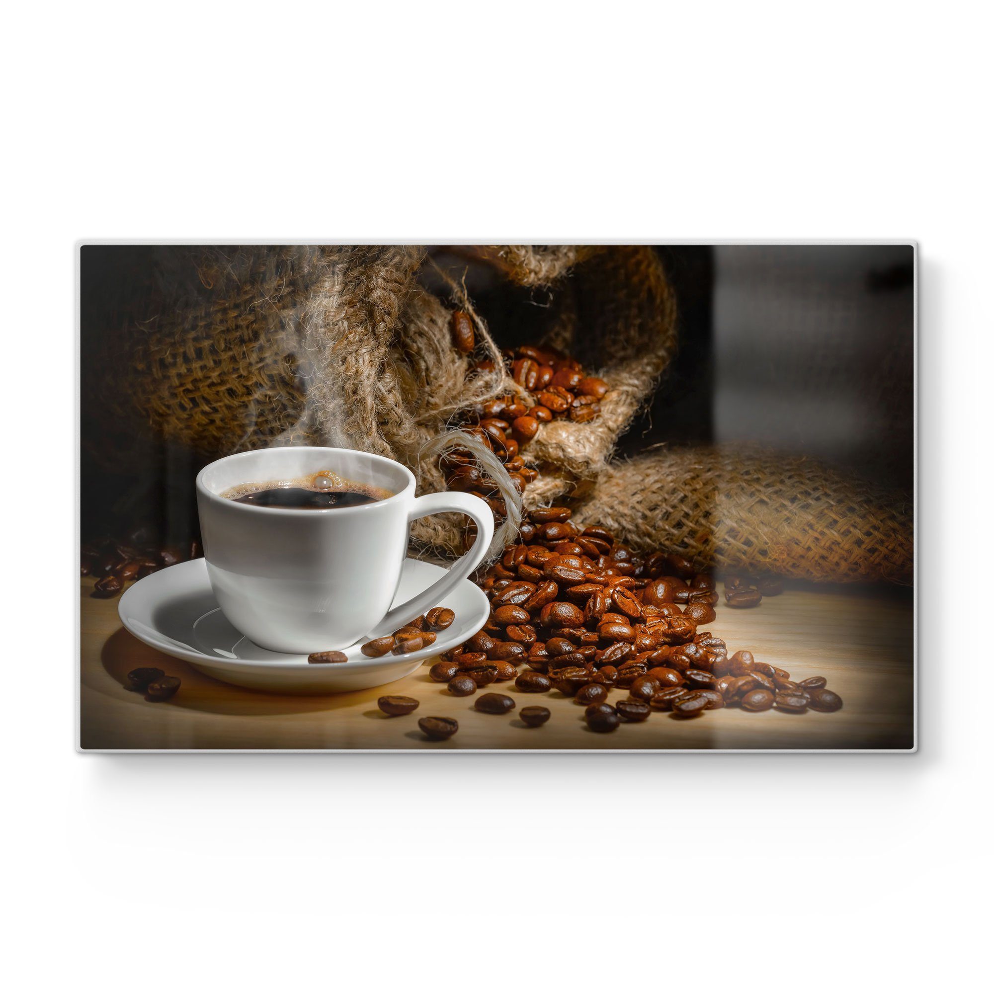 DEQORI Schneidebrett 'Bildlicher Kaffeegenuss', Glas, Platte Frühstücksbrett Schneideplatte