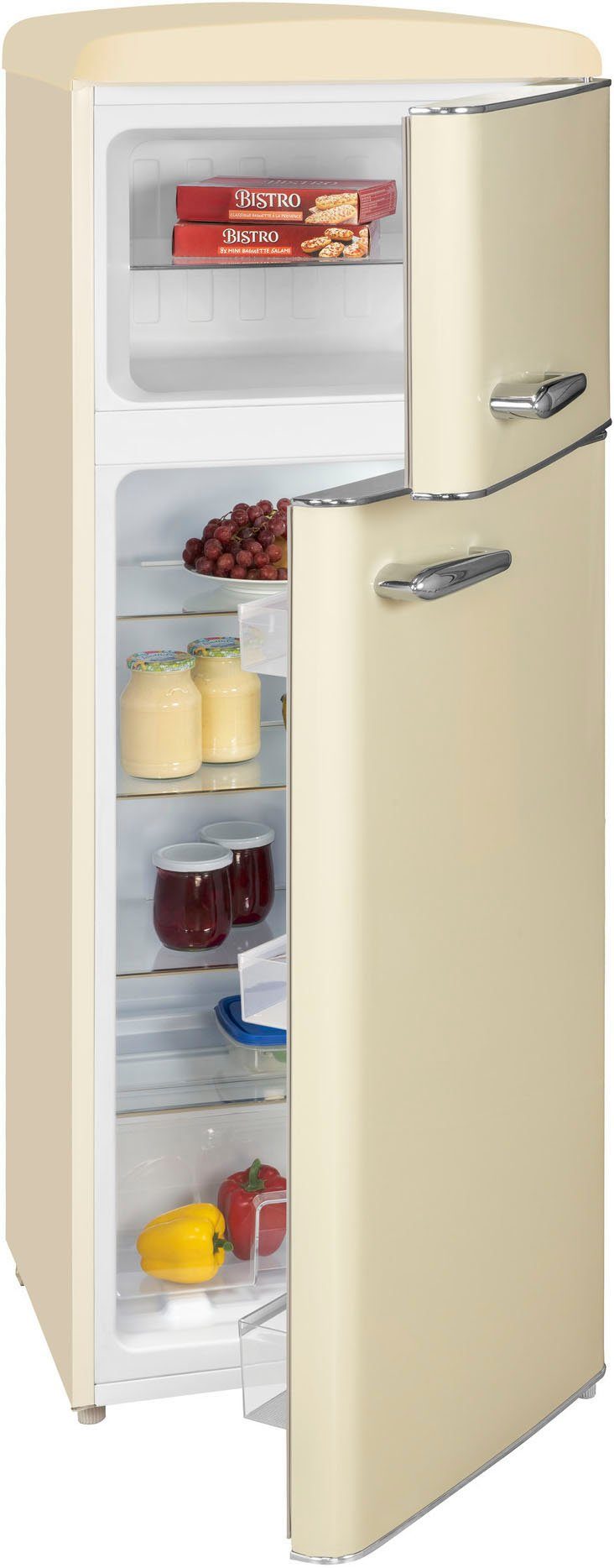 exquisit Kühl-/Gefrierkombination RKGC270-45-H-160E magnolienweiss, 143 cm hoch, 55 cm breit