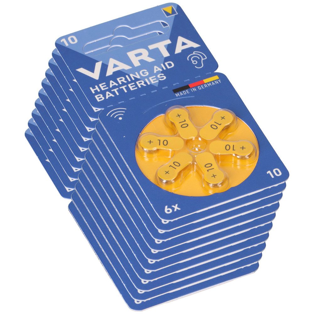 VARTA 60x Varta Hearing Aid Batterie 10 PR70 Hörgerätebatterie Batterie
