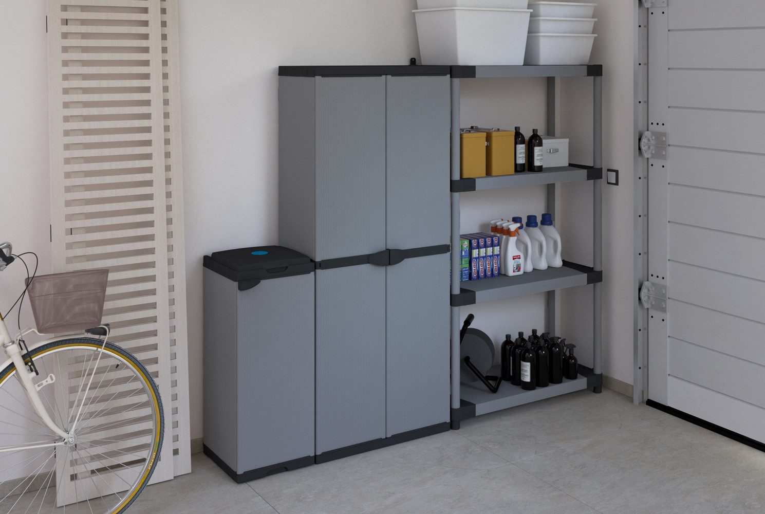 Kreher Mehrzweckschrank 'Armadio', modulares System aus Kunststoff für Keller, Garten, Garage