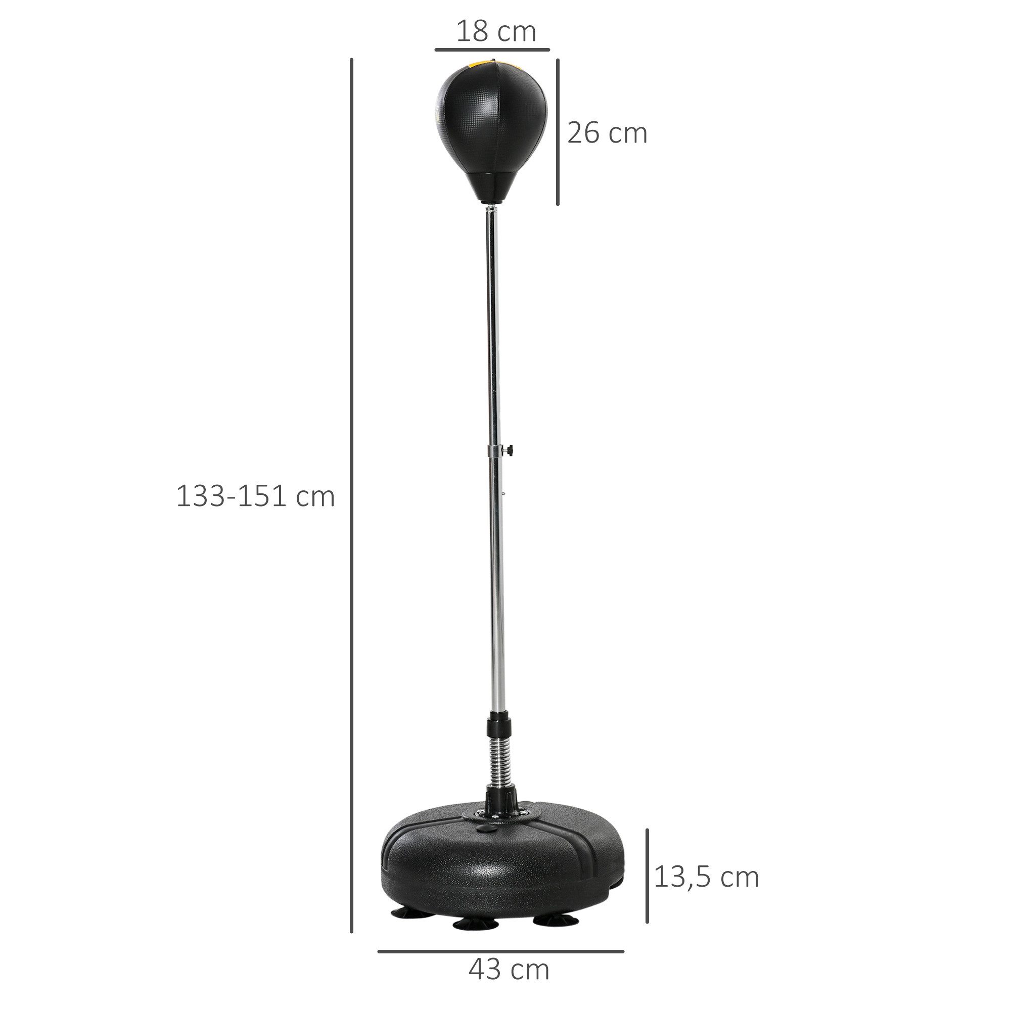 HOMCOM Punchingball Standbox Boxsack geeignet für Profis und Anfänger Schwarz (Set, 3-tlg., 1 x Boxball, 1 x Paar Handschuhe, 1 x Inflator), höhenverstellbar – Bild 3 von 5