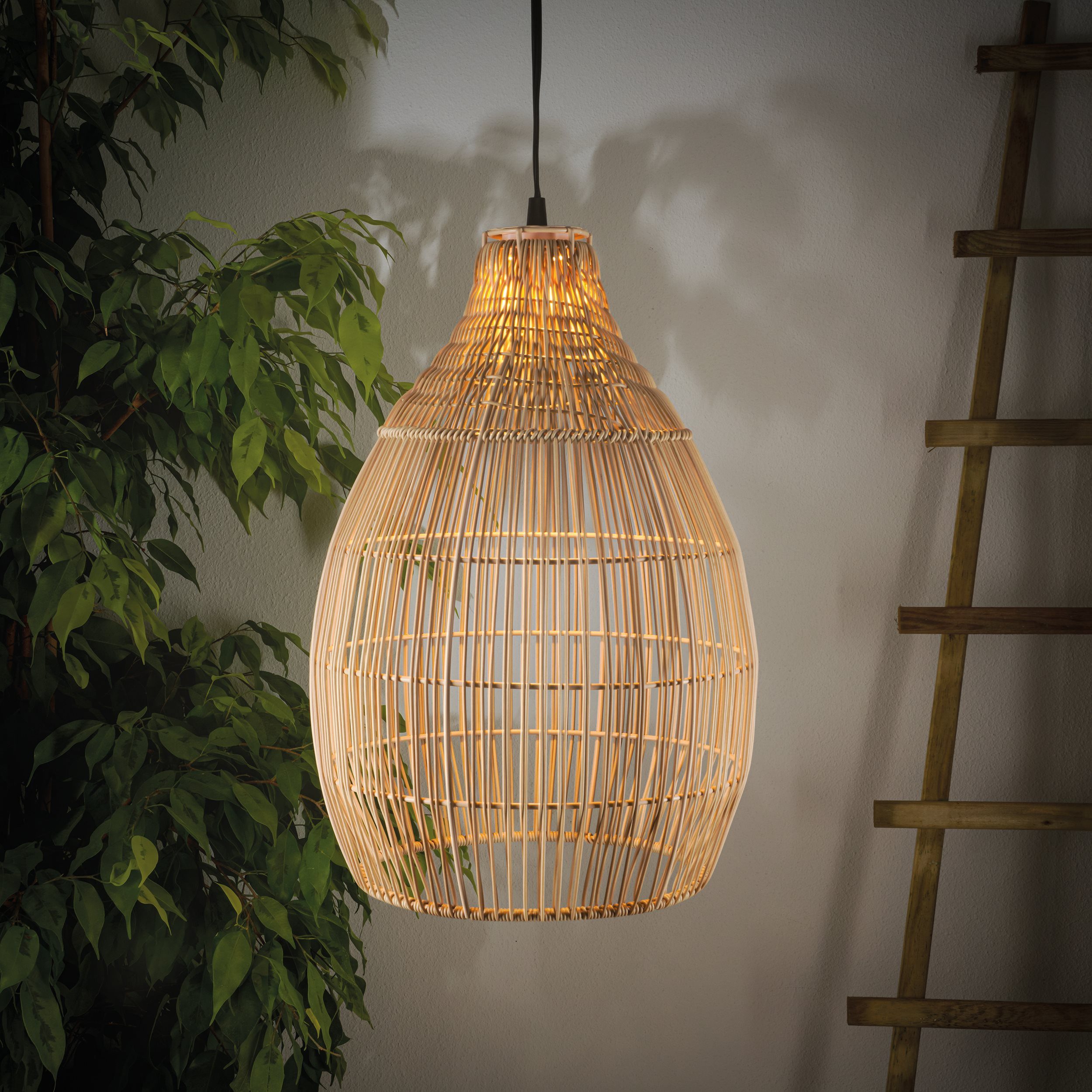 esotec LED Gartenleuchte Solarleuchte Kairo, Boho Stil, warmweiß 45lm Polyrattan outdoor 102239, Dauerlicht, automatisch EIN/AUS bei Dämmerung, LED fest integriert, 2800K warmweiß, Winterfest, Solarbetrieb ohne Stromanschluss