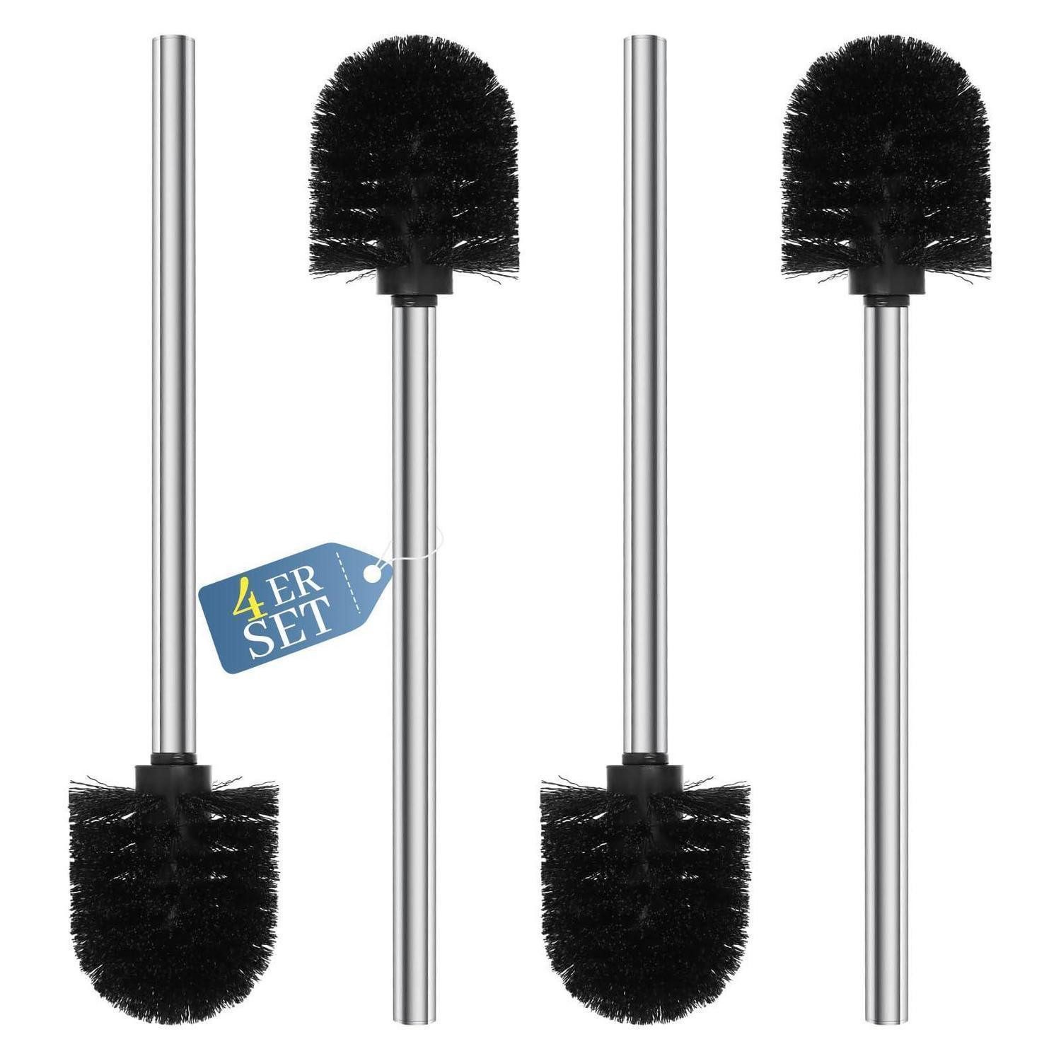LuxusKollektion WC-Reinigungsbürste WC-Bürste 4er Set Schwarz Edelstahl