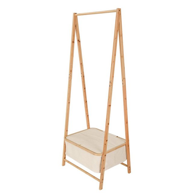 Lumaland Kleiderständer Garderobe aus Bambus – 159 x 60 x 45 cm, integriertes Ablagefach robust und stabil