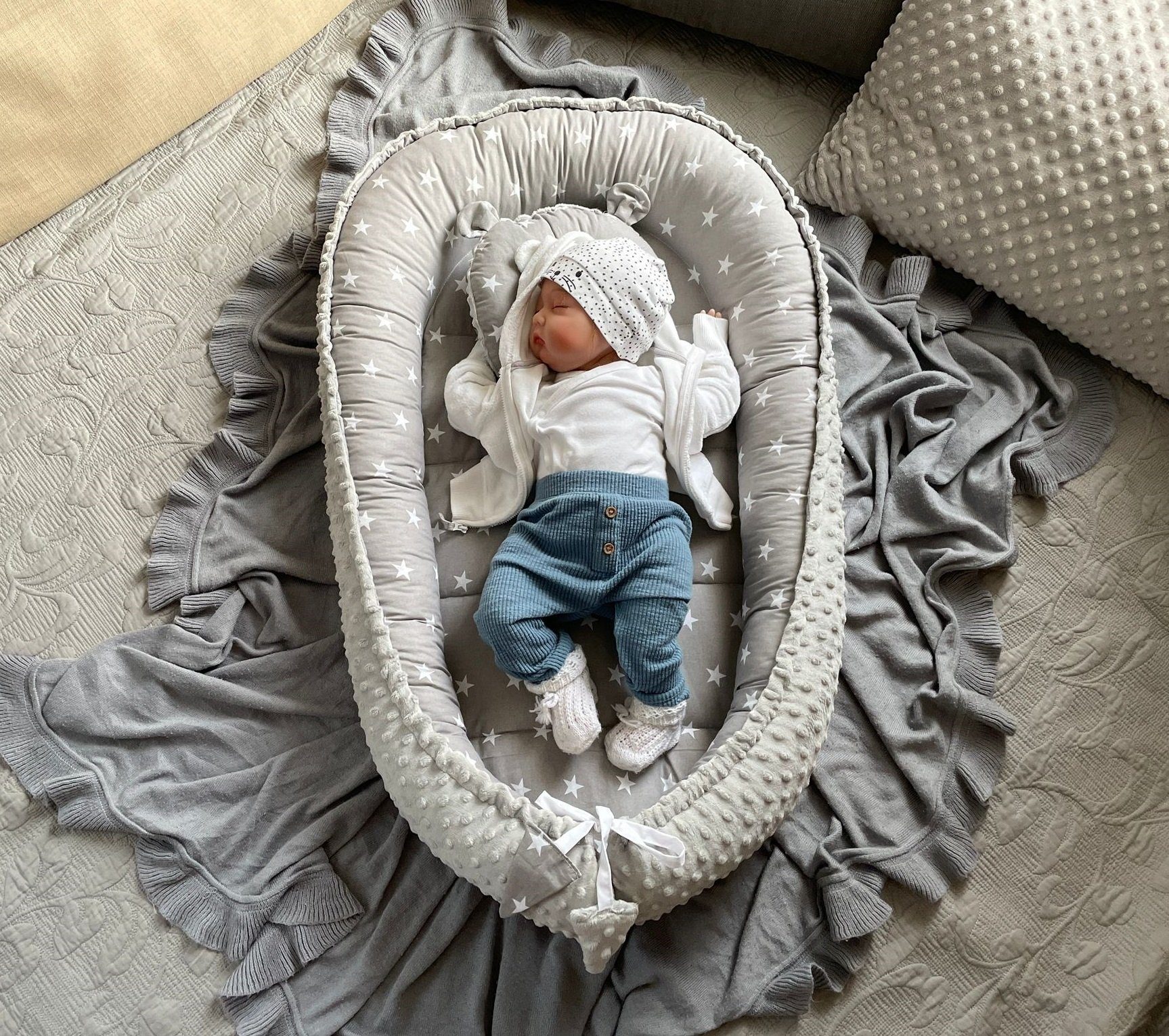 Produktbild von Bellochi Babynest XXL 120x65cm - Babykokon Aus 100% Baumwolle Für Neugeborene Bis 9 Monate