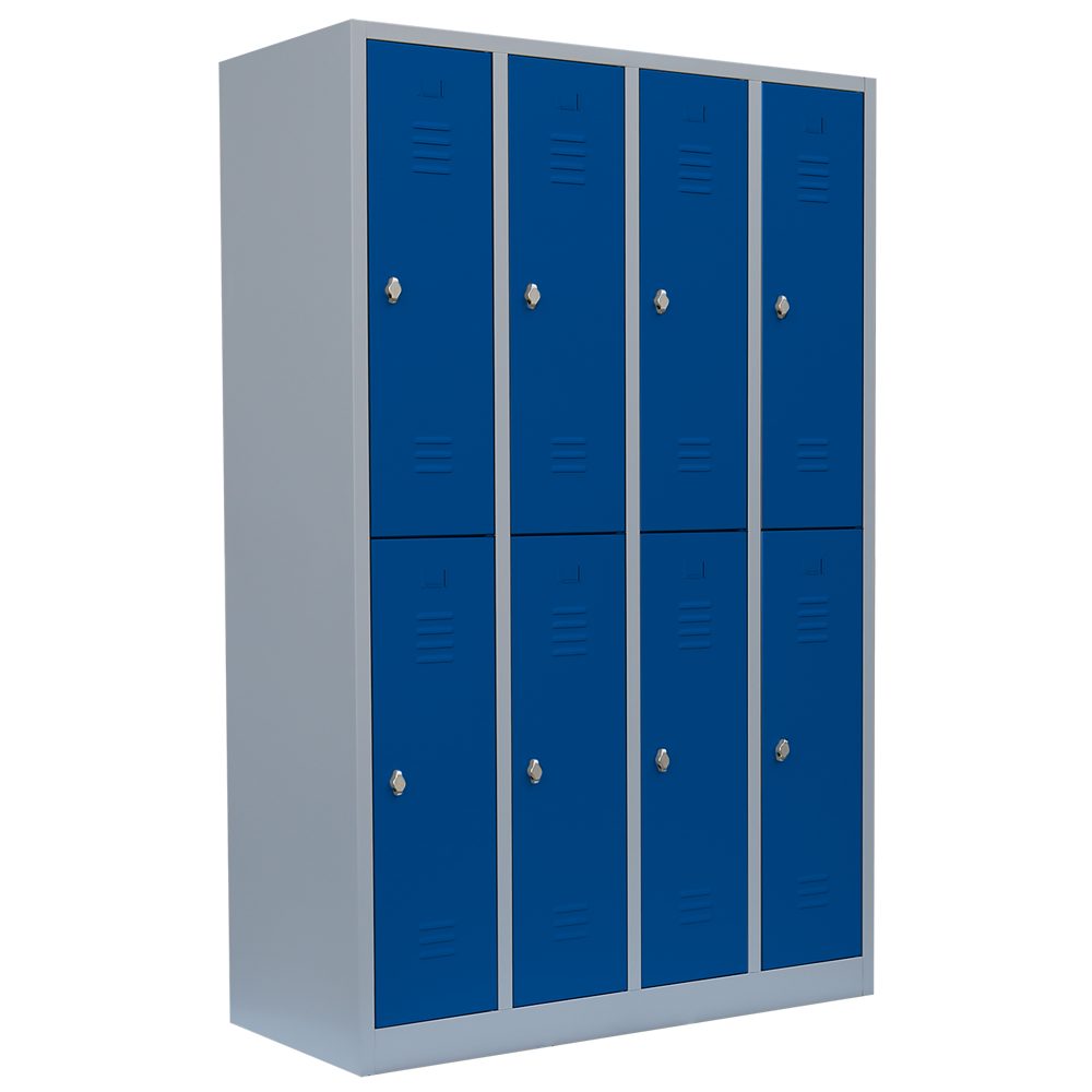 Steelboxx Spind Garderobenschrank, 4 Abteile doppelstöckig, H 1800 x B 1170 x T 500 mm (1-St) Komplett verschweißt und montiert
