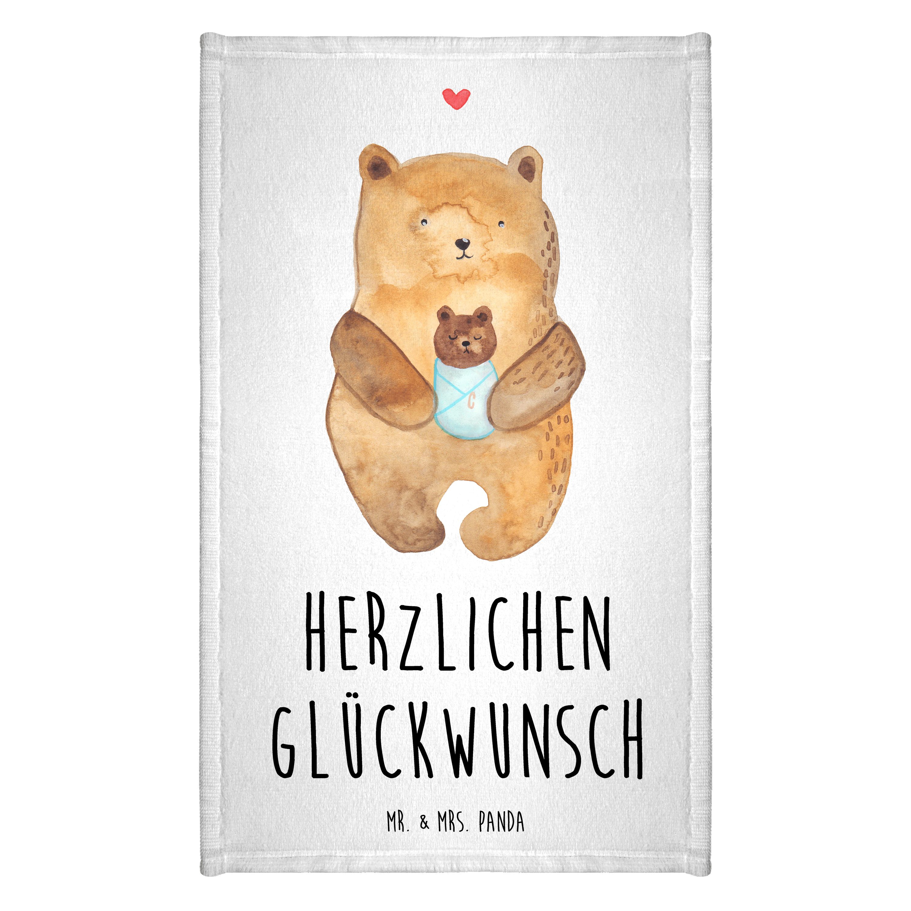 Handtuch Bär Baby - Weiß - Geschenk, Eltern, Kinder Handtuch, Gästetuch, Teddy